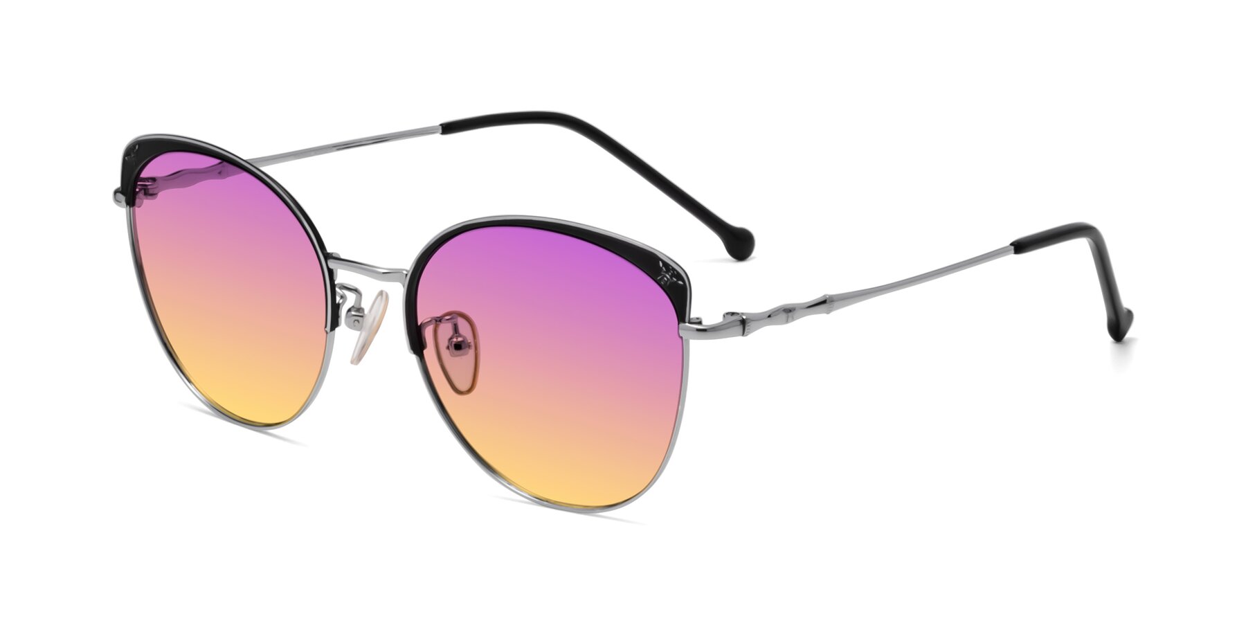 Angle of 18019 in Black-Silver with Purple / Yellow Gradient Lenses