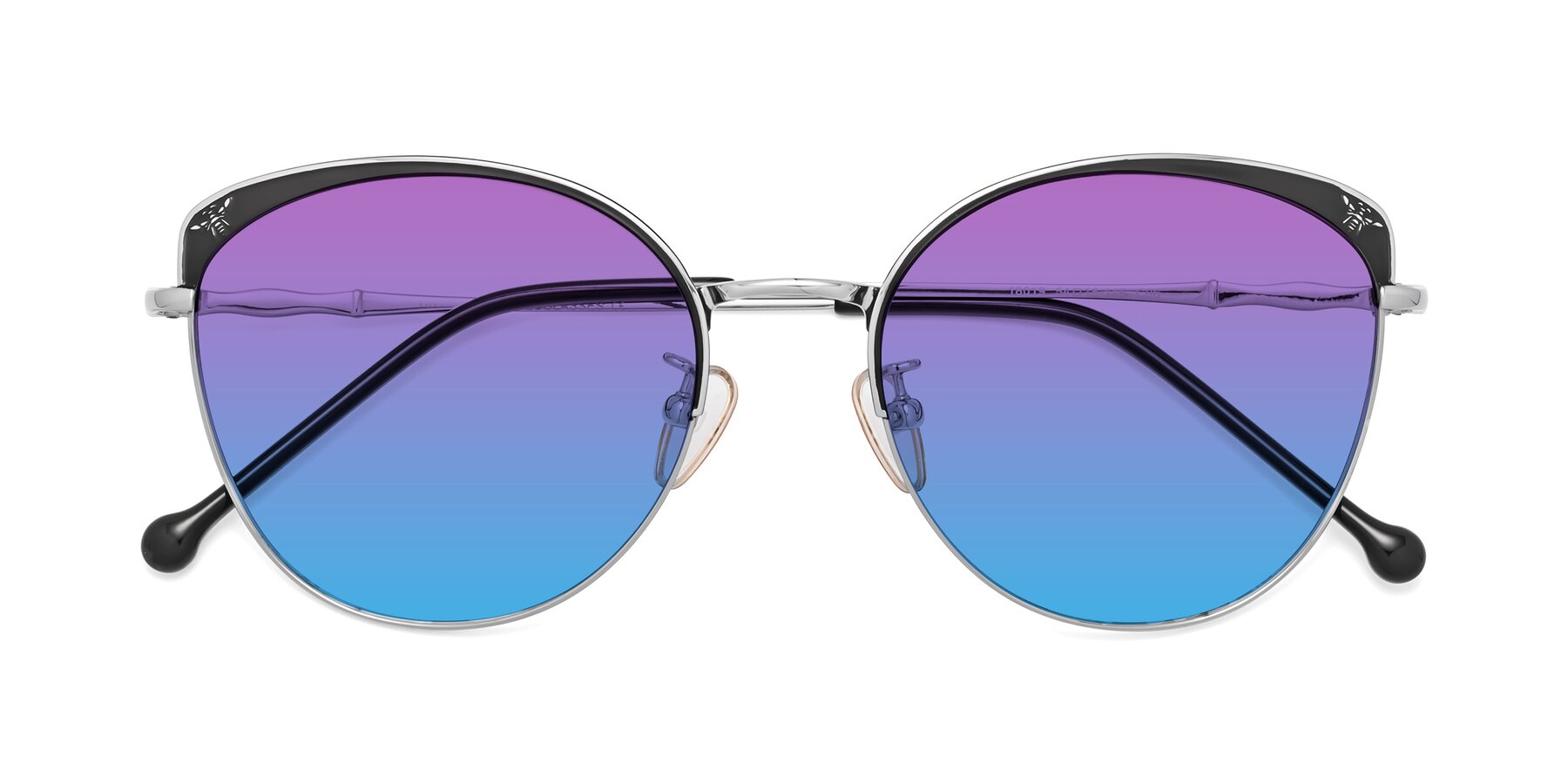 Folded Front of 18019 in Black-Silver with Purple / Blue Gradient Lenses