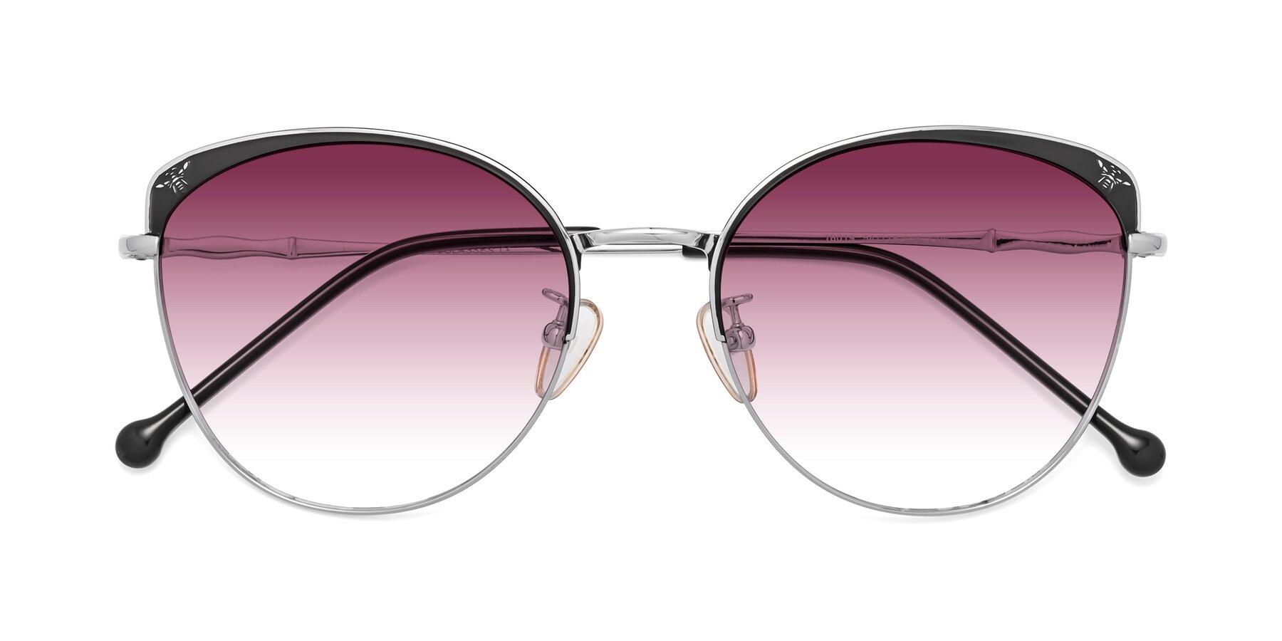 Folded Front of 18019 in Black-Silver with Wine Gradient Lenses