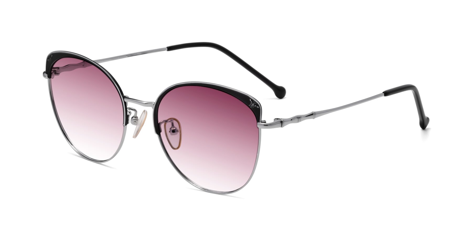 Angle of 18019 in Black-Silver with Wine Gradient Lenses