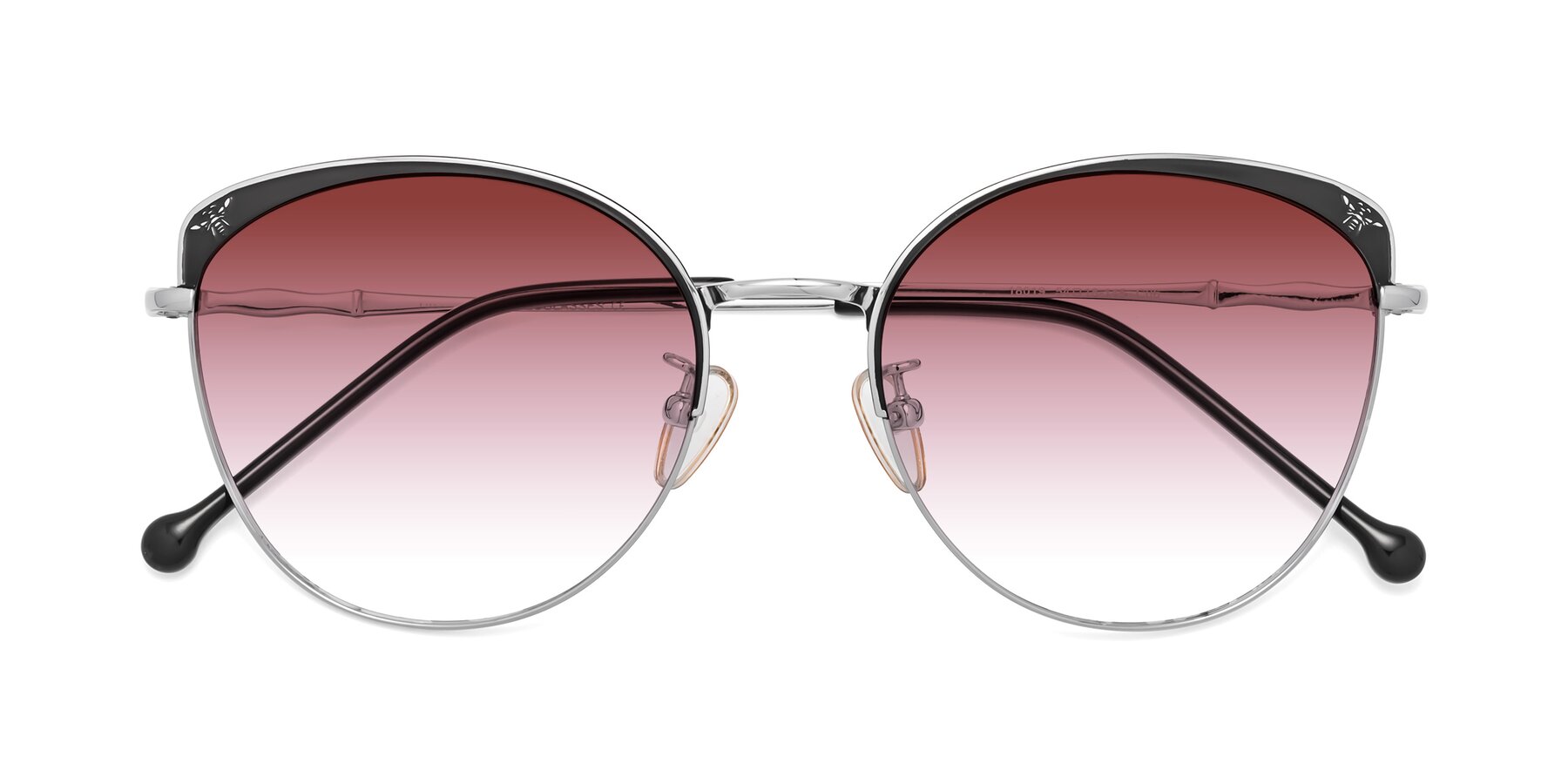 Folded Front of 18019 in Black-Silver with Garnet Gradient Lenses