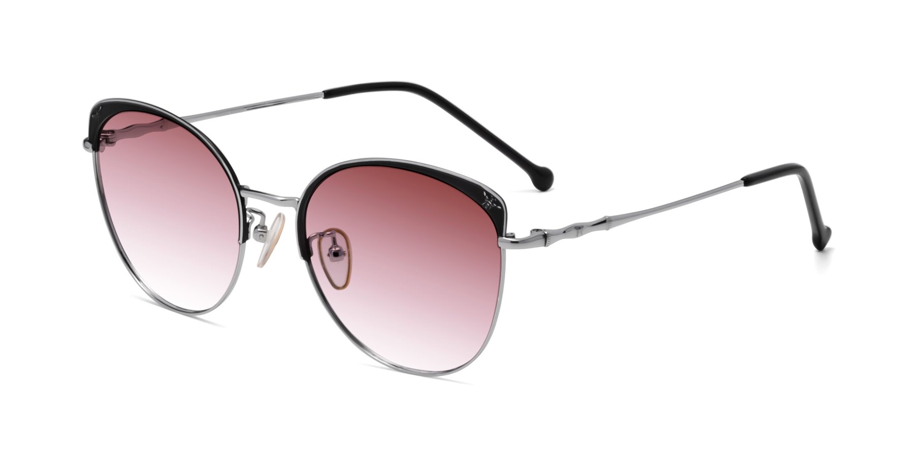 Angle of 18019 in Black-Silver with Garnet Gradient Lenses