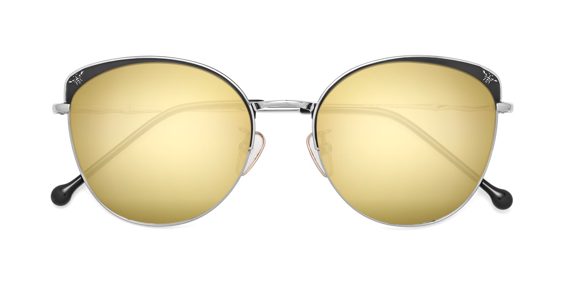 Folded Front of 18019 in Black-Silver with Gold Mirrored Lenses