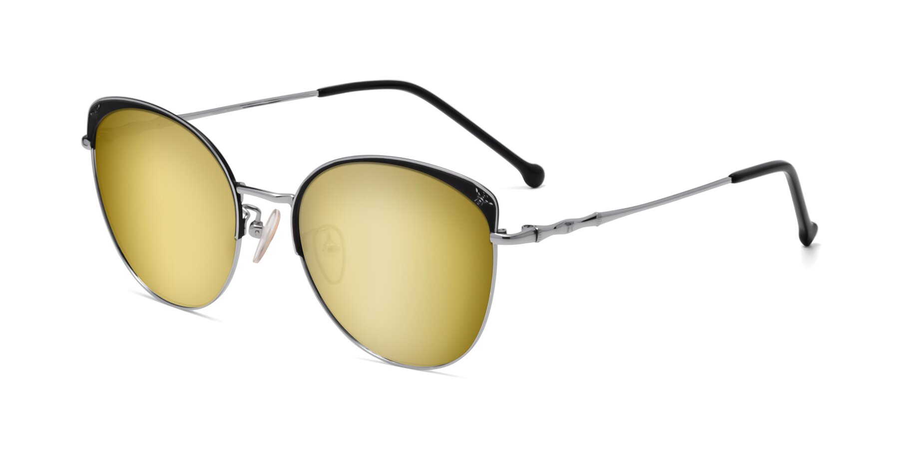 Angle of 18019 in Black-Silver with Gold Mirrored Lenses
