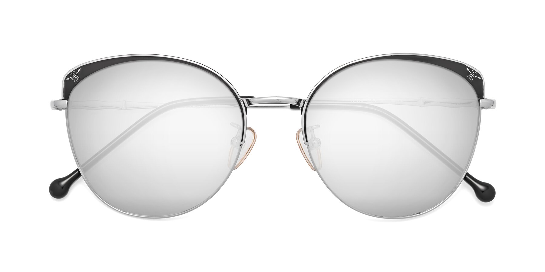 Folded Front of 18019 in Black-Silver with Silver Mirrored Lenses