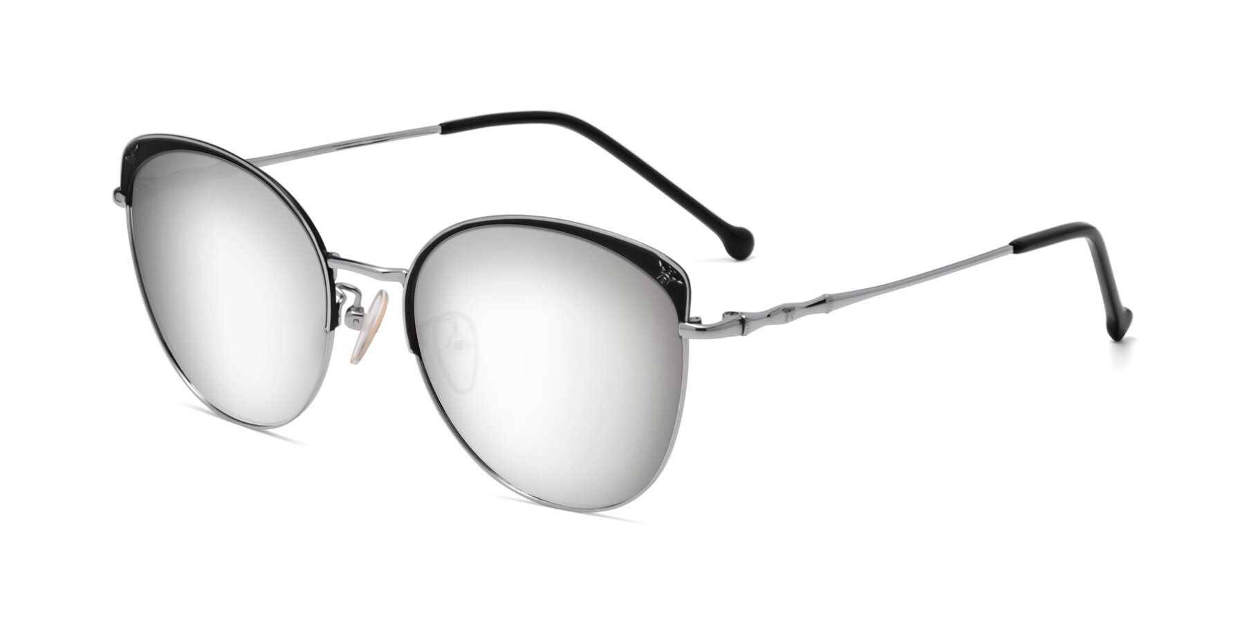 Angle of 18019 in Black-Silver with Silver Mirrored Lenses