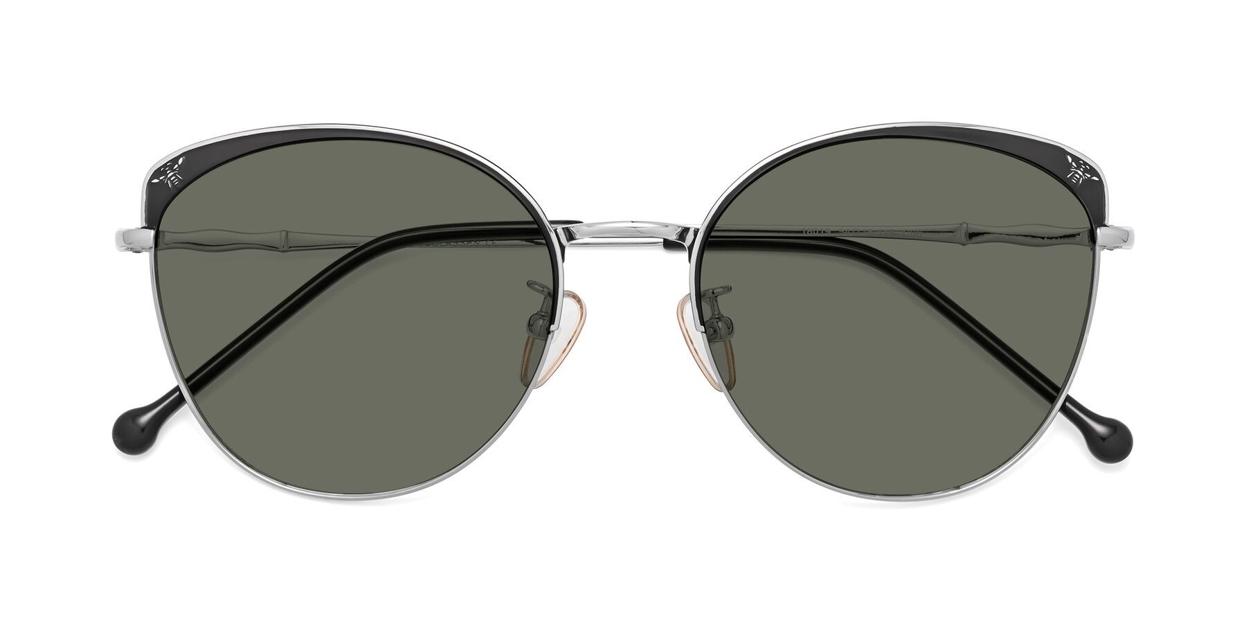 Folded Front of 18019 in Black-Silver with Gray Polarized Lenses