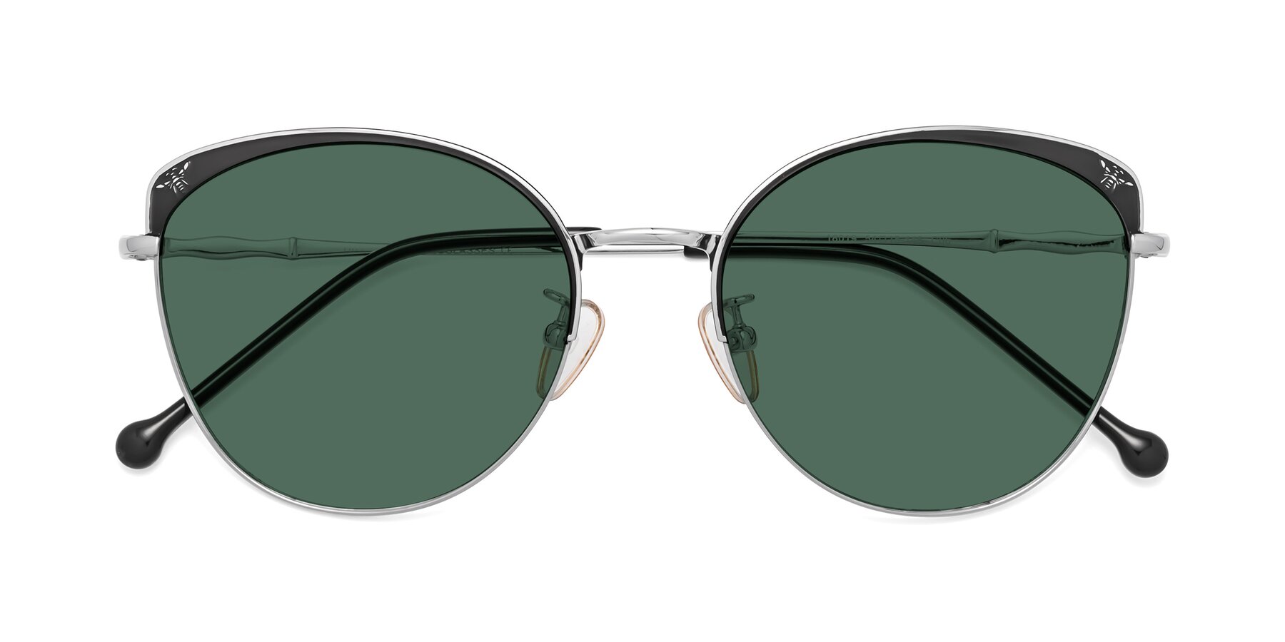 Folded Front of 18019 in Black-Silver with Green Polarized Lenses
