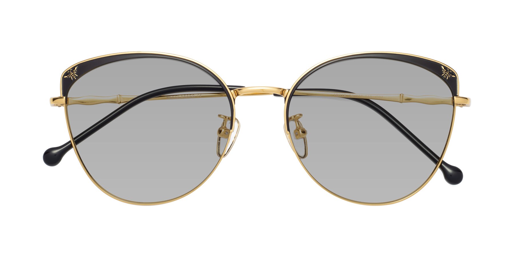 Folded Front of 18019 in Black-Gold with Light Gray Tinted Lenses