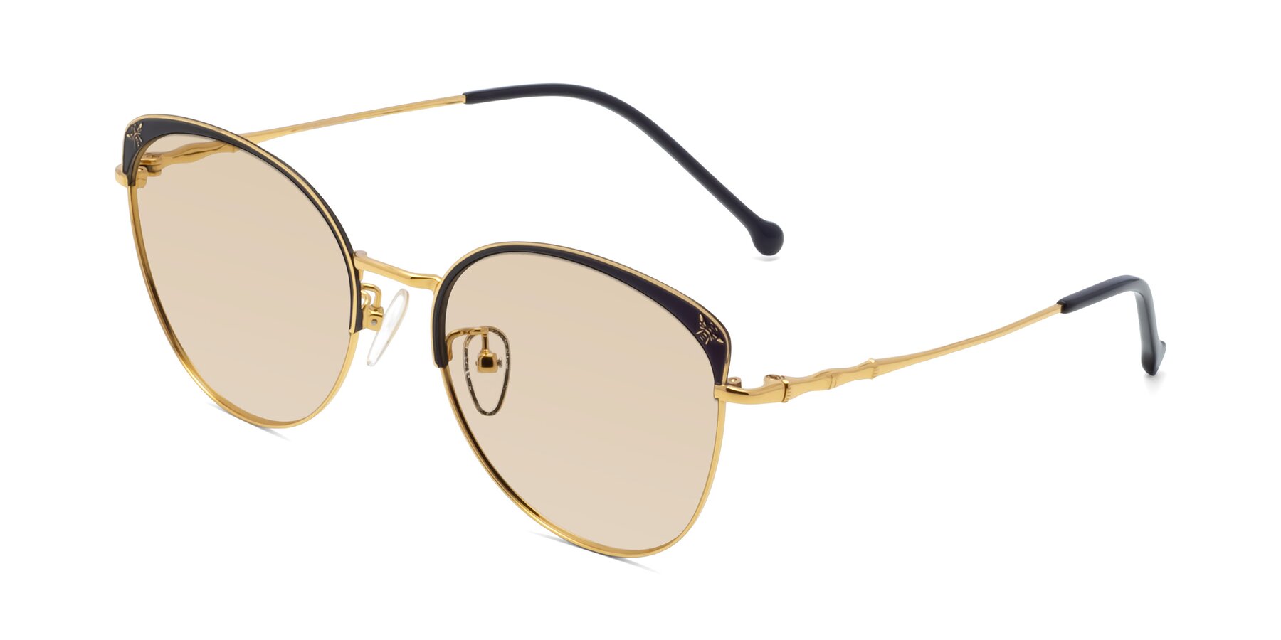 Angle of 18019 in Black-Gold with Light Brown Tinted Lenses