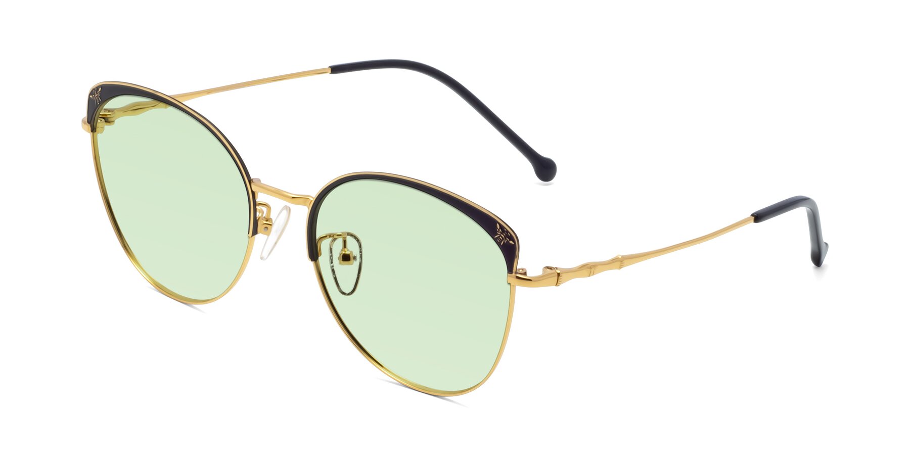 Angle of 18019 in Black-Gold with Light Green Tinted Lenses