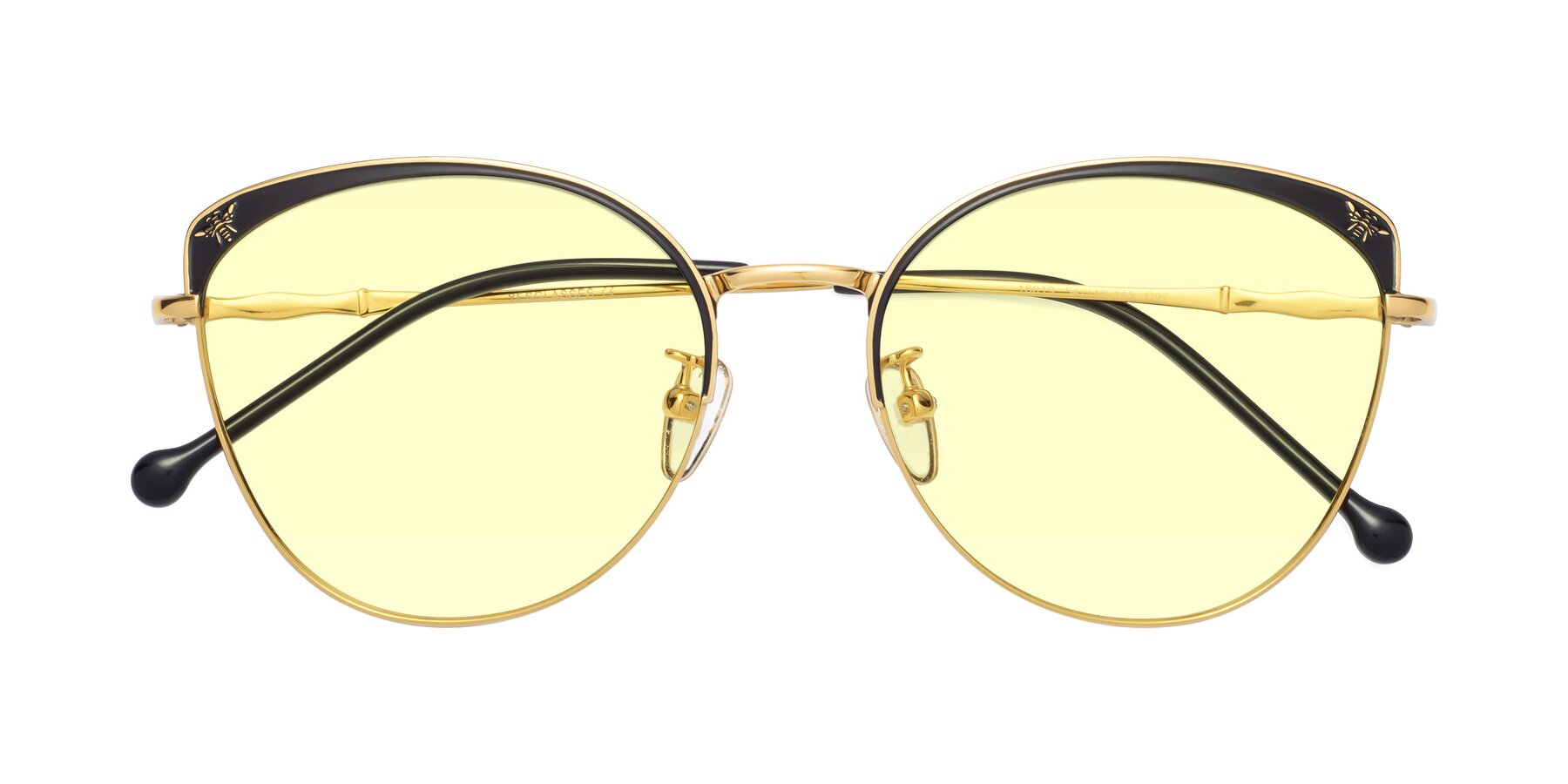 Folded Front of 18019 in Black-Gold with Light Yellow Tinted Lenses