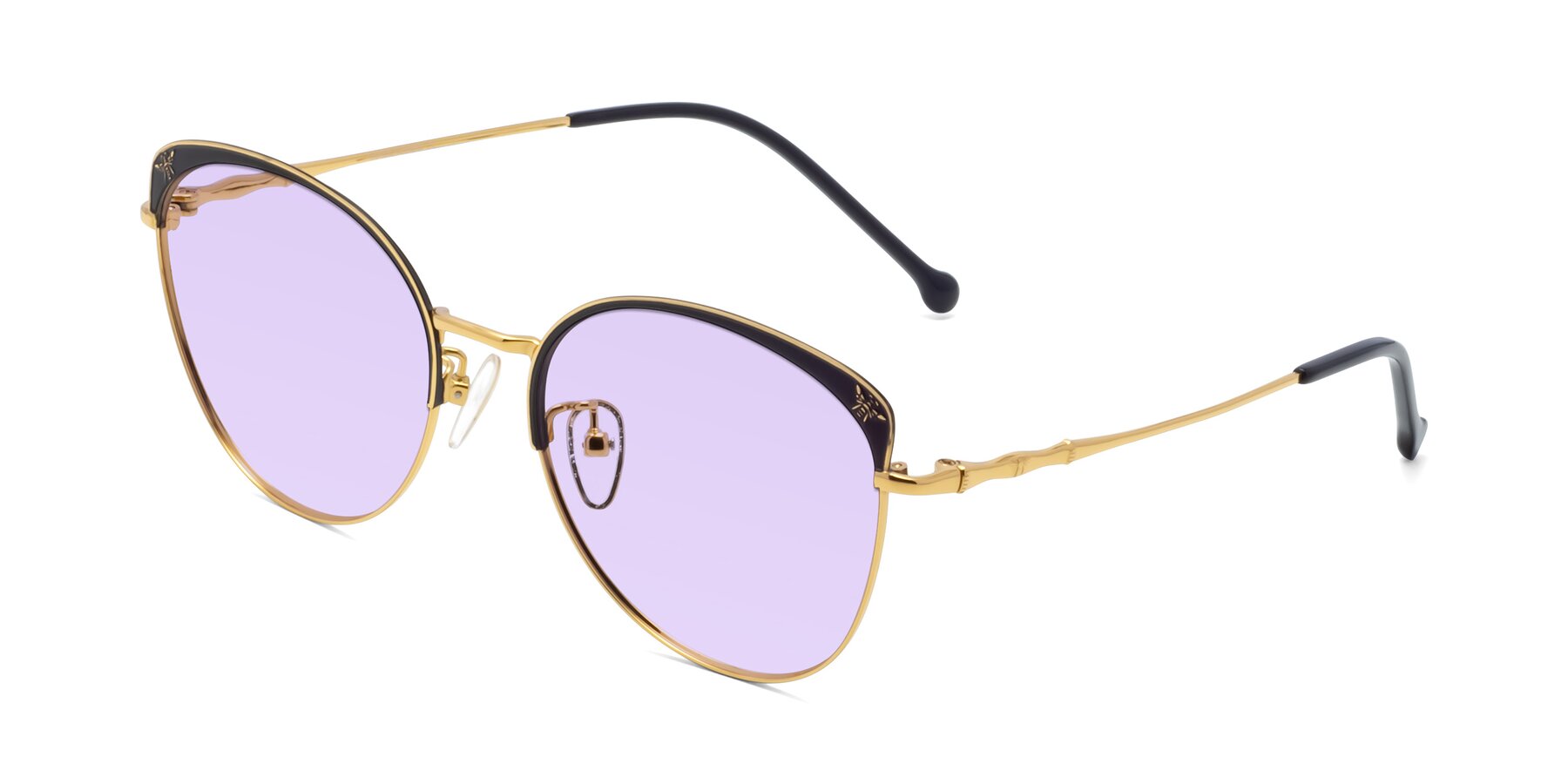 Angle of 18019 in Black-Gold with Light Purple Tinted Lenses