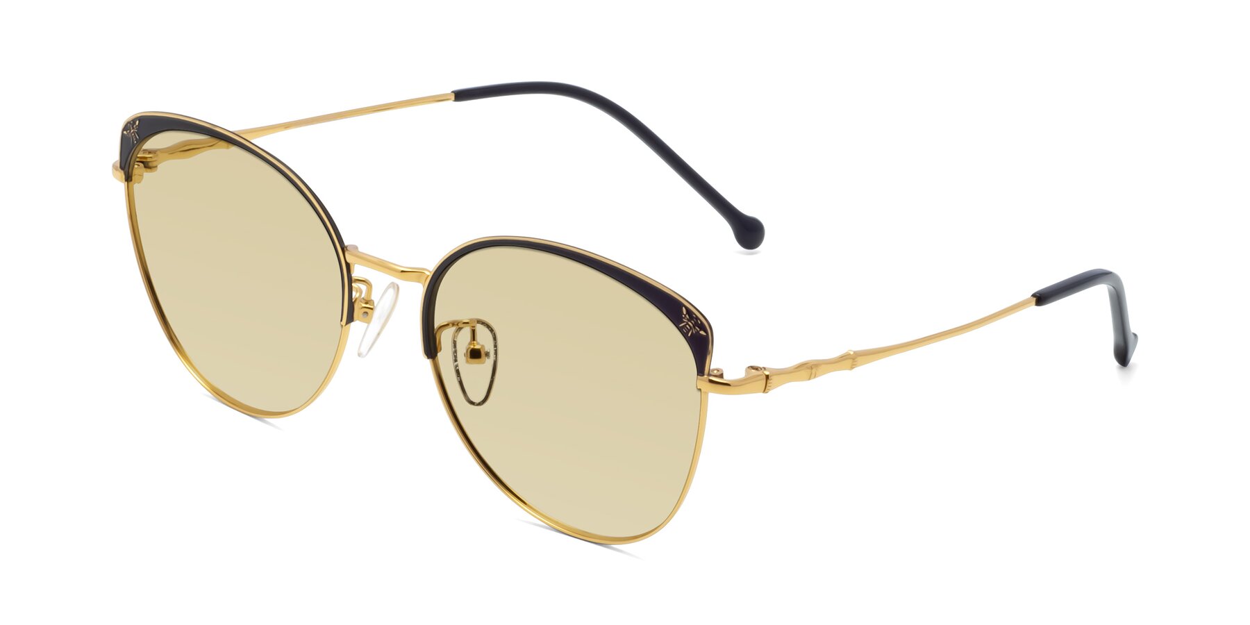 Angle of 18019 in Black-Gold with Light Champagne Tinted Lenses