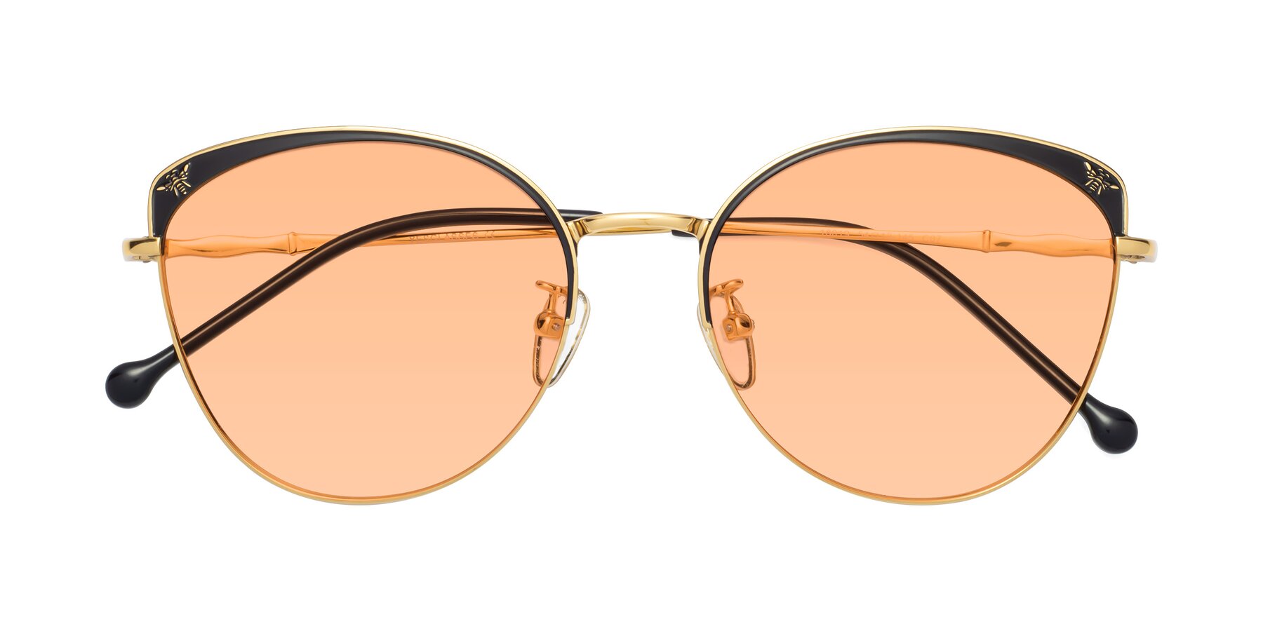 Folded Front of 18019 in Black-Gold with Light Orange Tinted Lenses