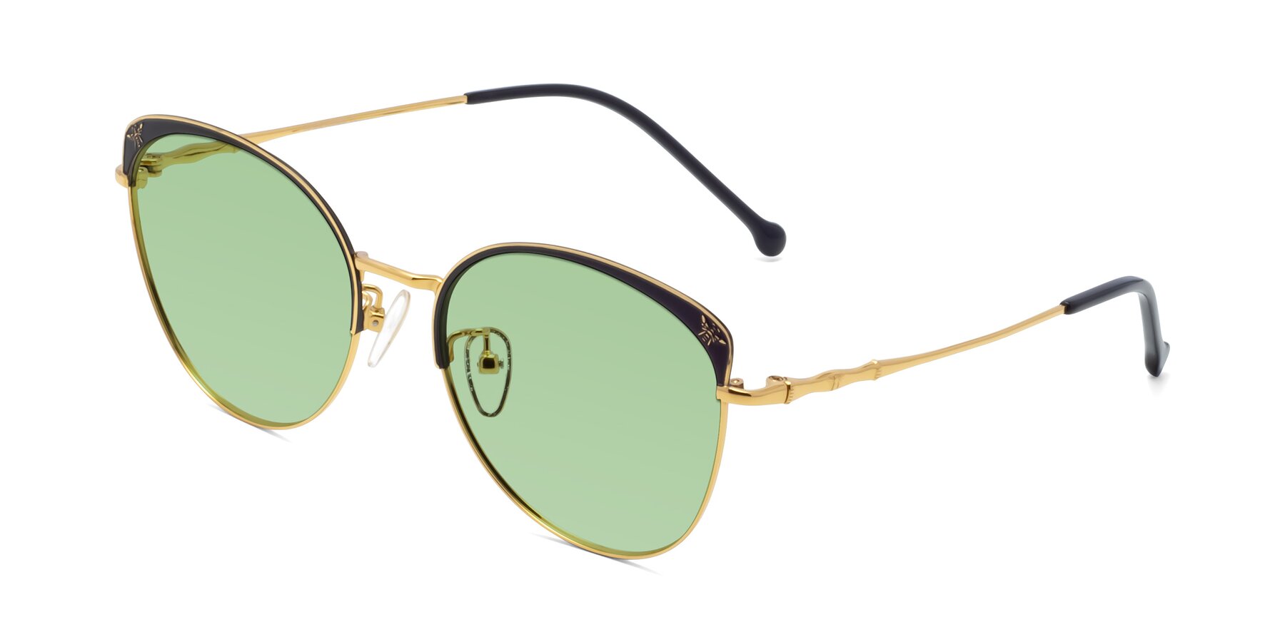 Angle of 18019 in Black-Gold with Medium Green Tinted Lenses
