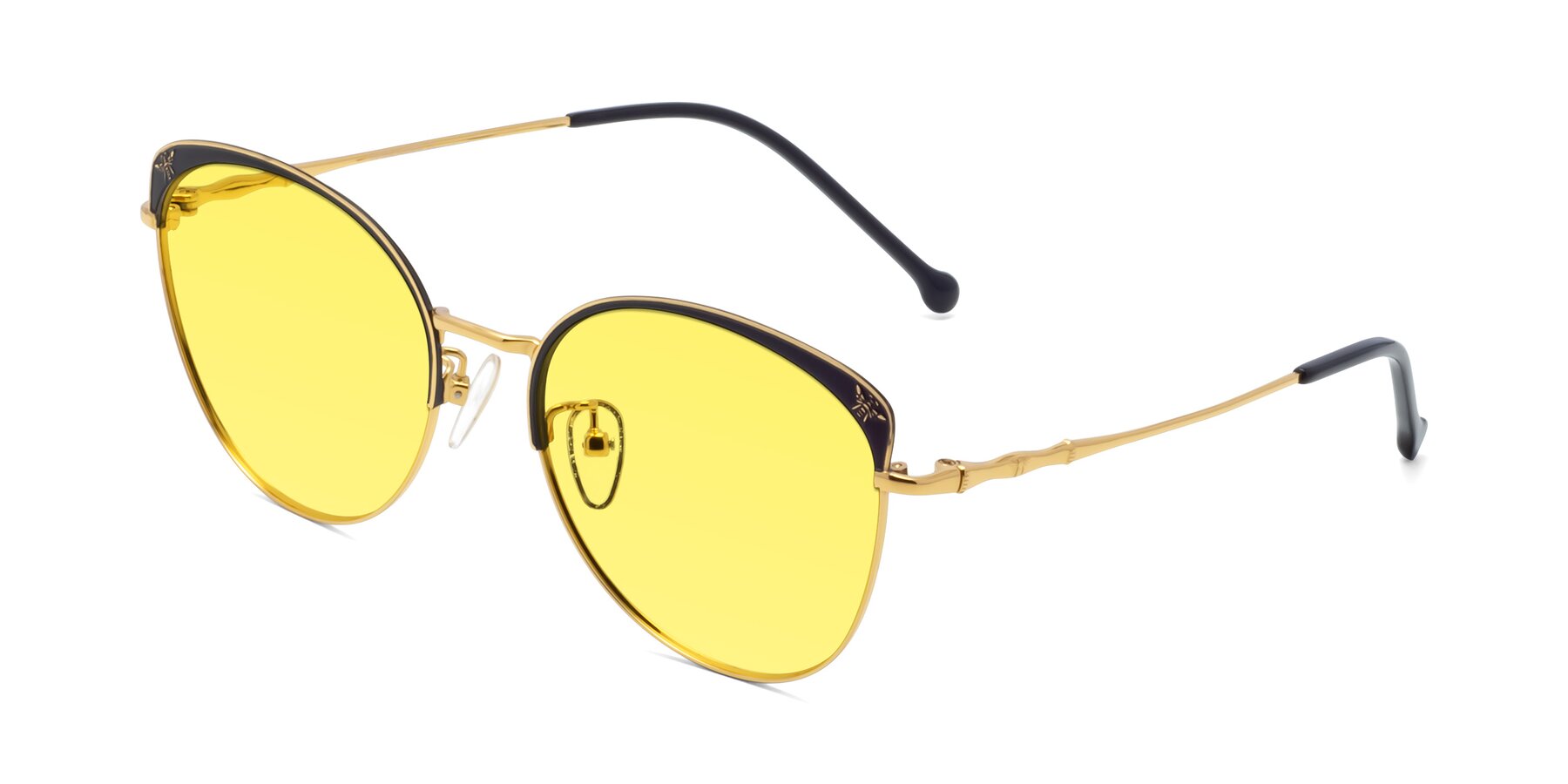 Angle of 18019 in Black-Gold with Medium Yellow Tinted Lenses