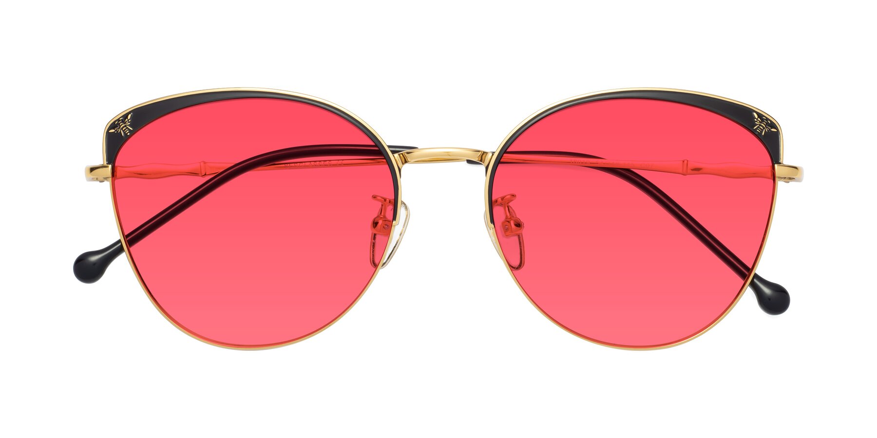 Folded Front of 18019 in Black-Gold with Red Tinted Lenses