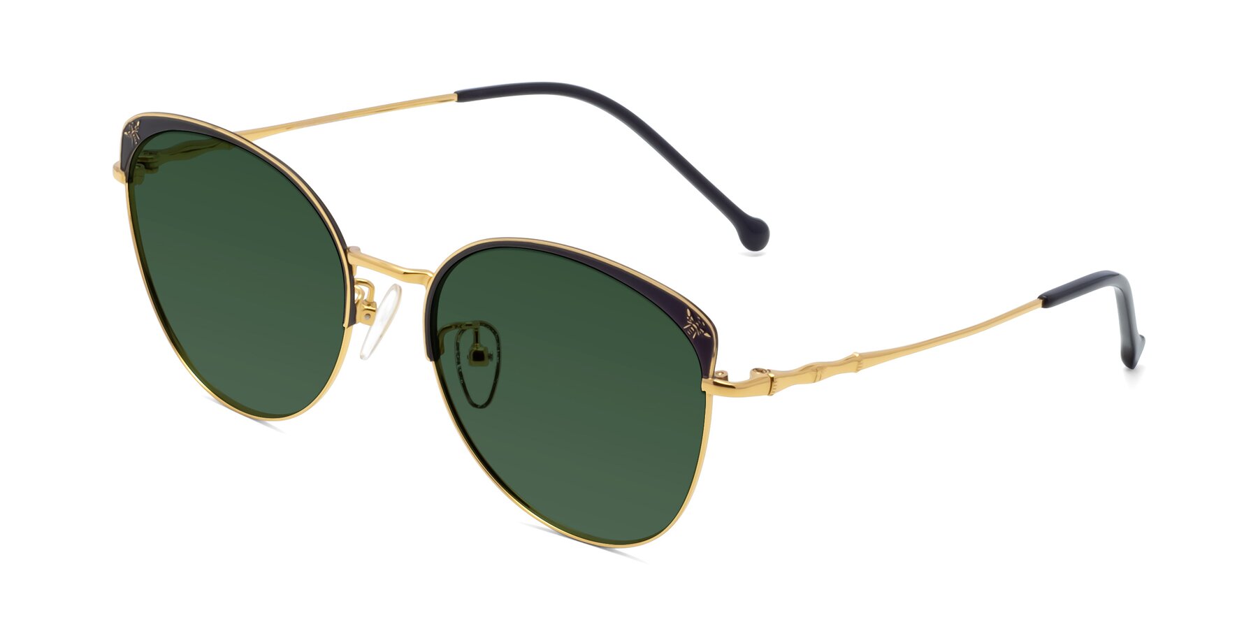 Angle of 18019 in Black-Gold with Green Tinted Lenses