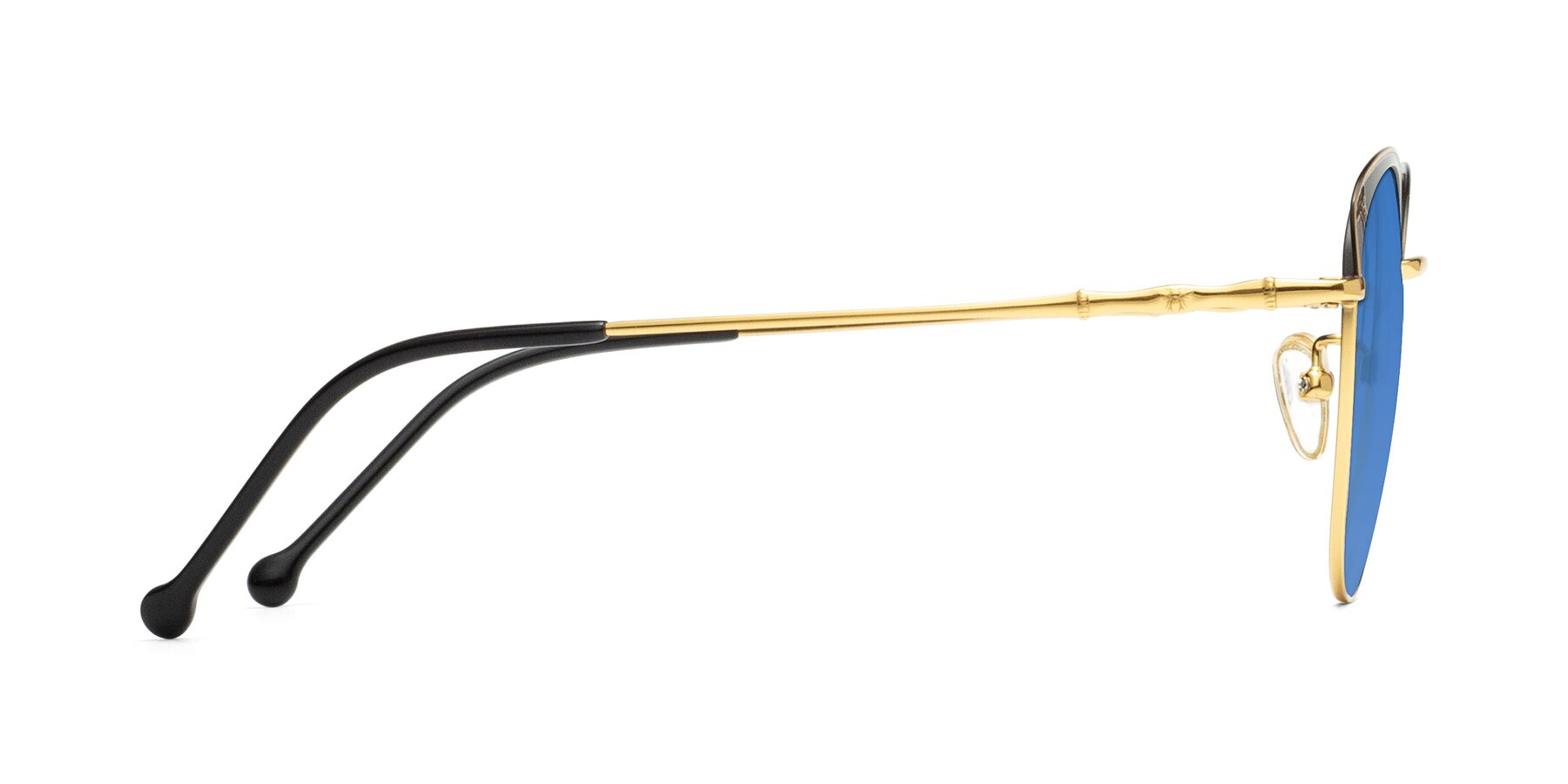 Side of 18019 in Black-Gold with Blue Tinted Lenses