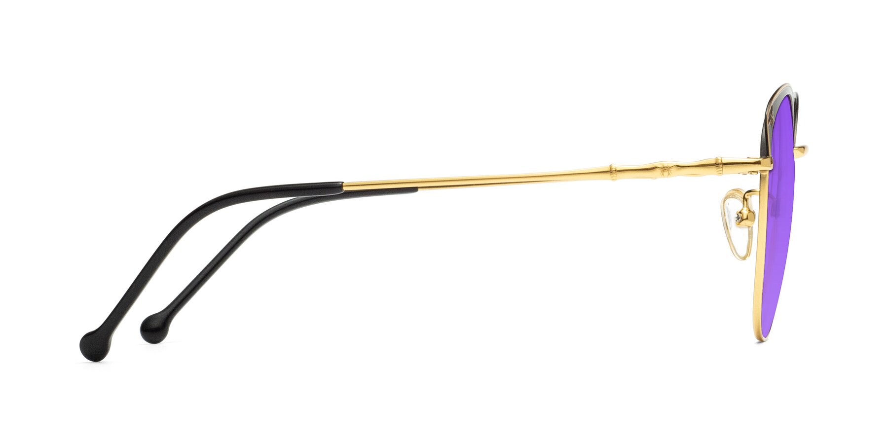 Side of 18019 in Black-Gold with Purple Tinted Lenses