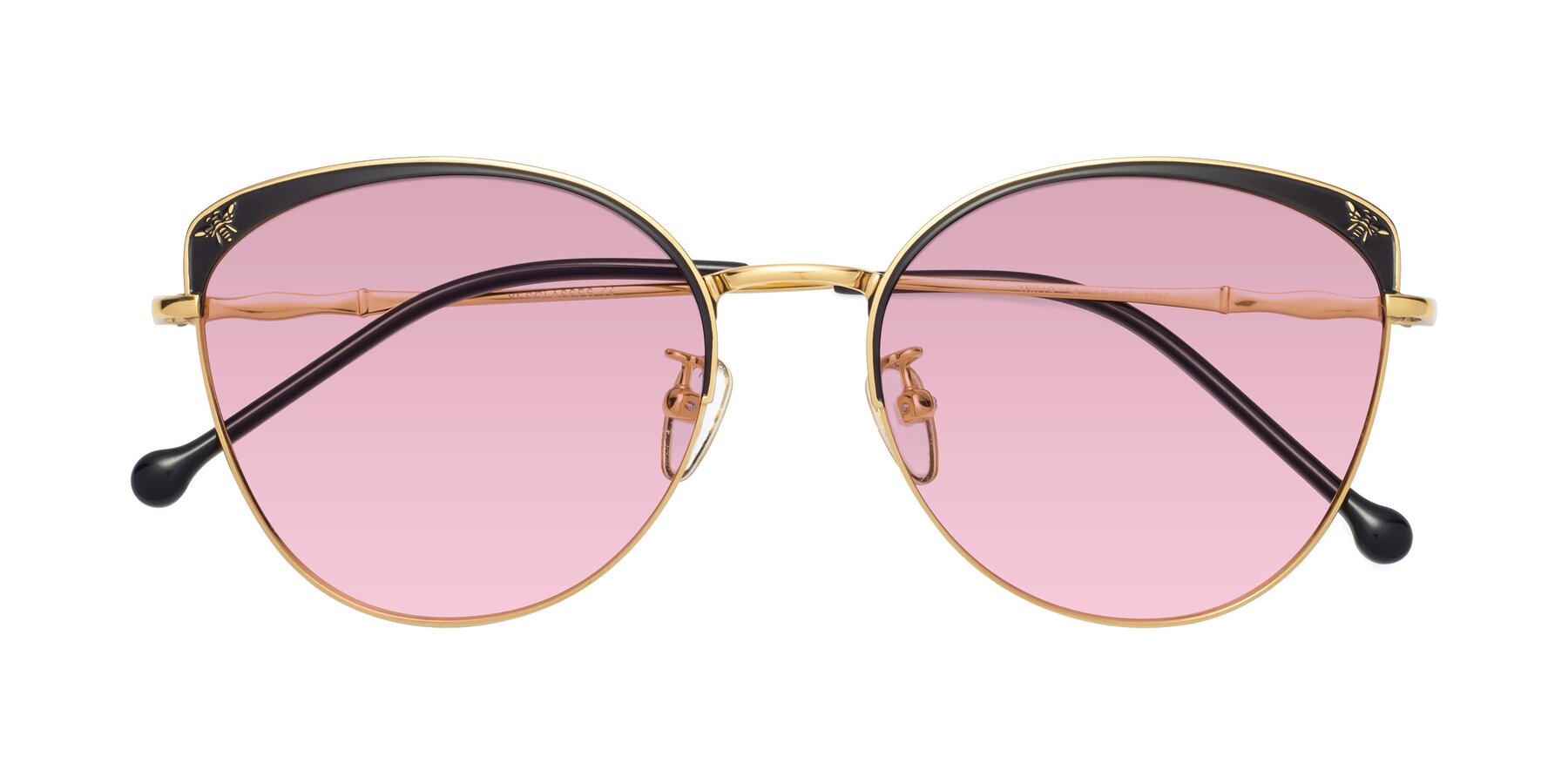 Folded Front of 18019 in Black-Gold with Light Wine Tinted Lenses