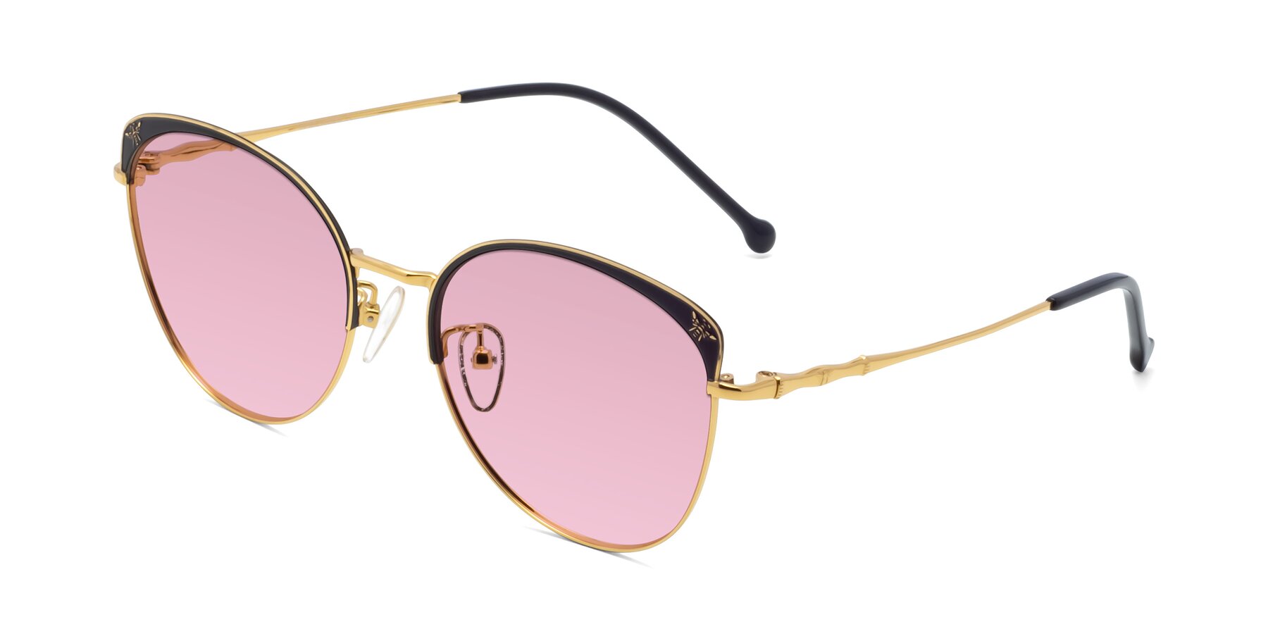 Angle of 18019 in Black-Gold with Light Wine Tinted Lenses