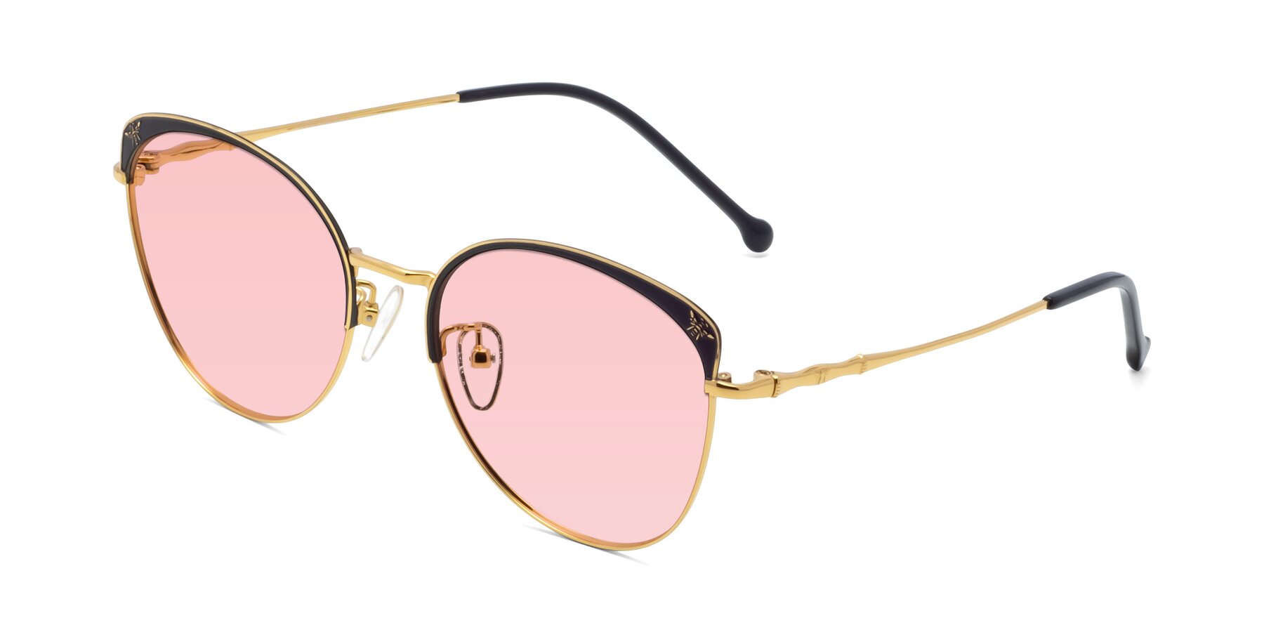 Angle of 18019 in Black-Gold with Light Garnet Tinted Lenses