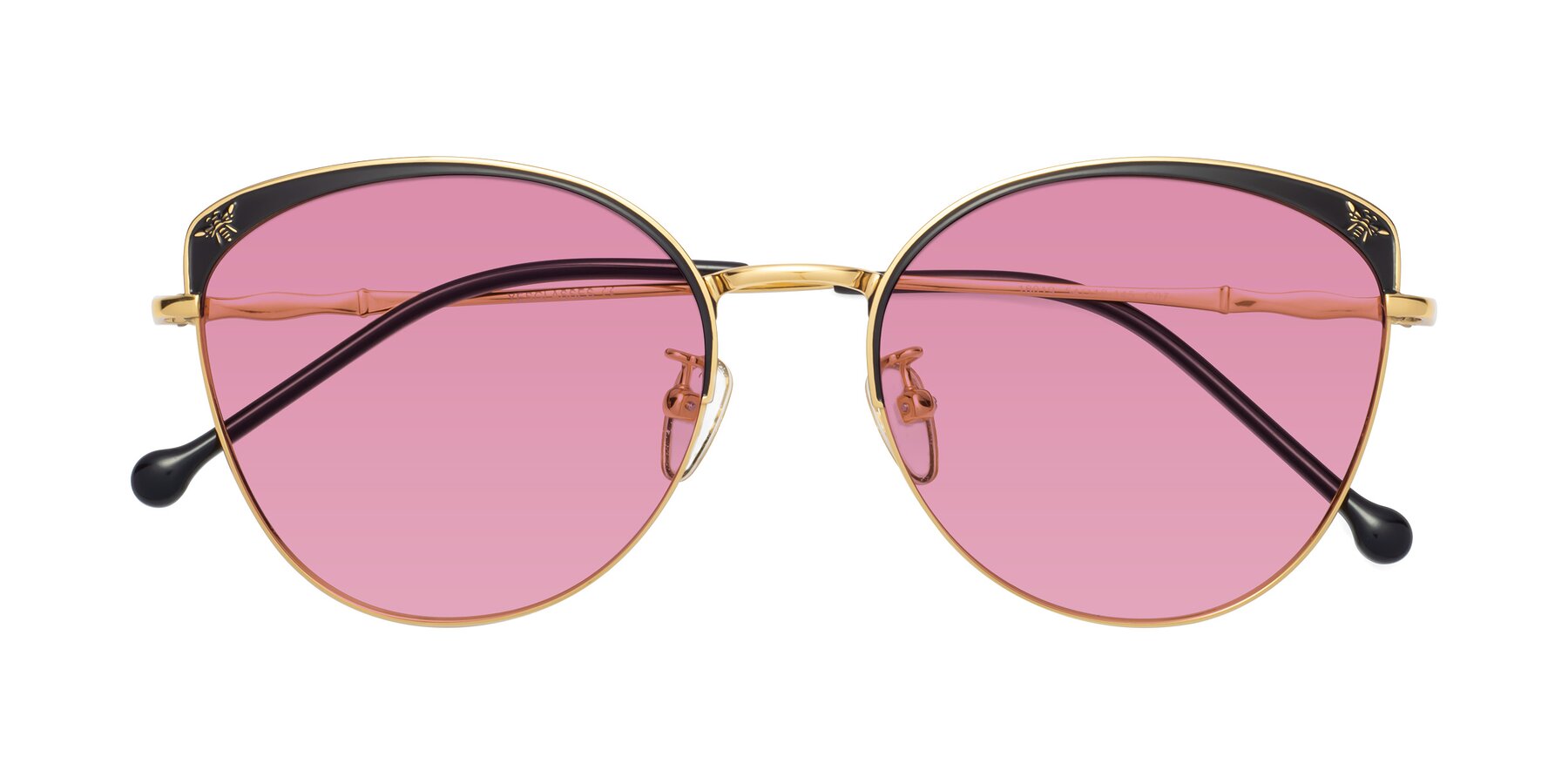 Folded Front of 18019 in Black-Gold with Medium Wine Tinted Lenses