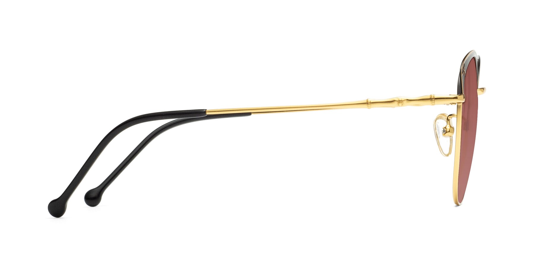 Side of 18019 in Black-Gold with Garnet Tinted Lenses