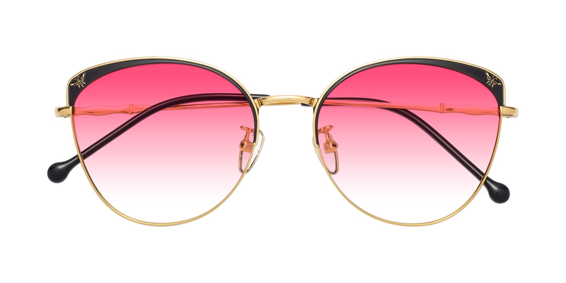 Folded Front of 18019 in Black-Gold with Pink Gradient Lenses
