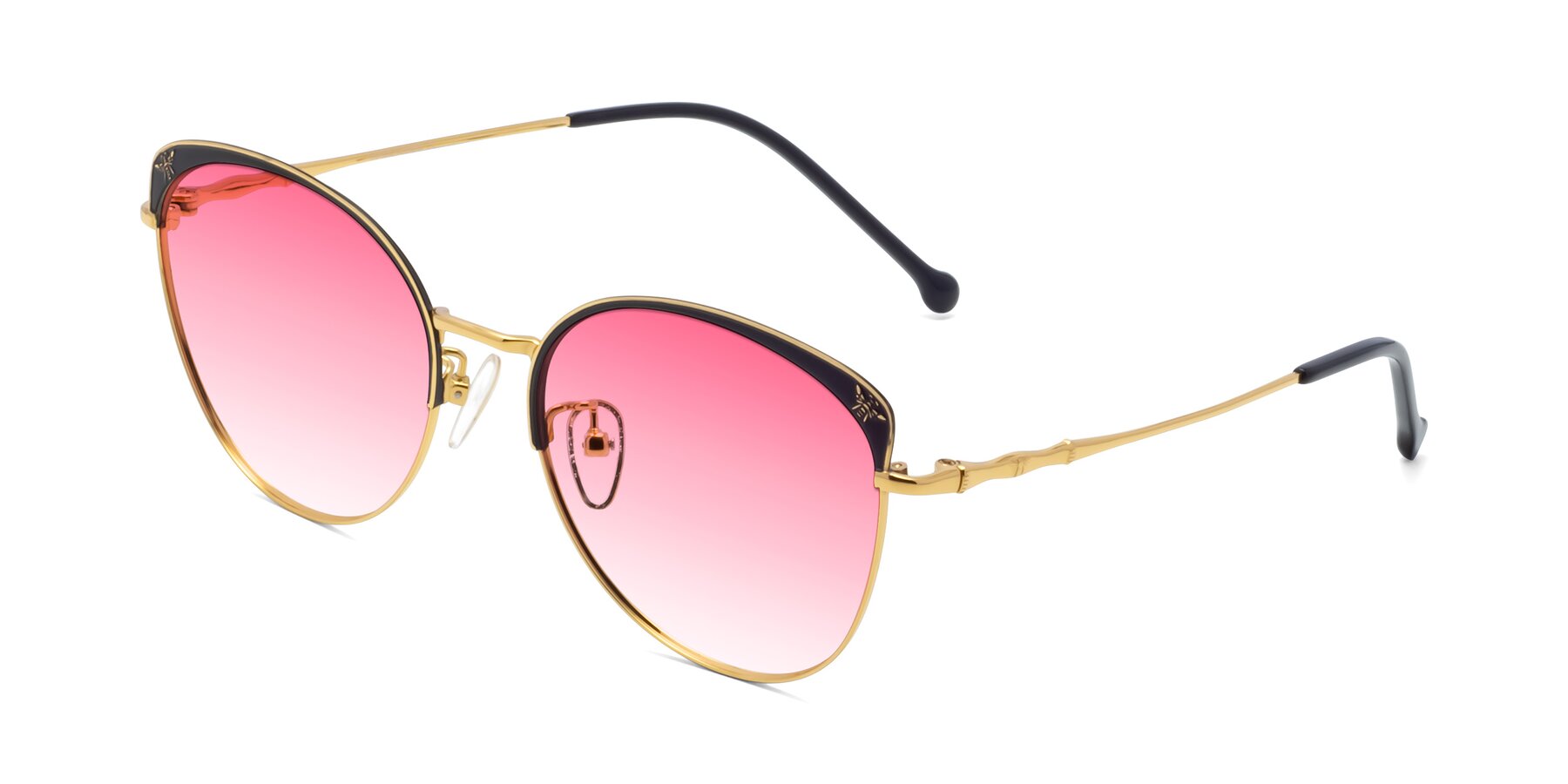 Angle of 18019 in Black-Gold with Pink Gradient Lenses