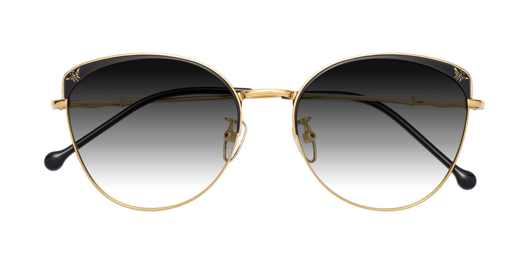 Folded Front of 18019 in Black-Gold with Gray Gradient Lenses