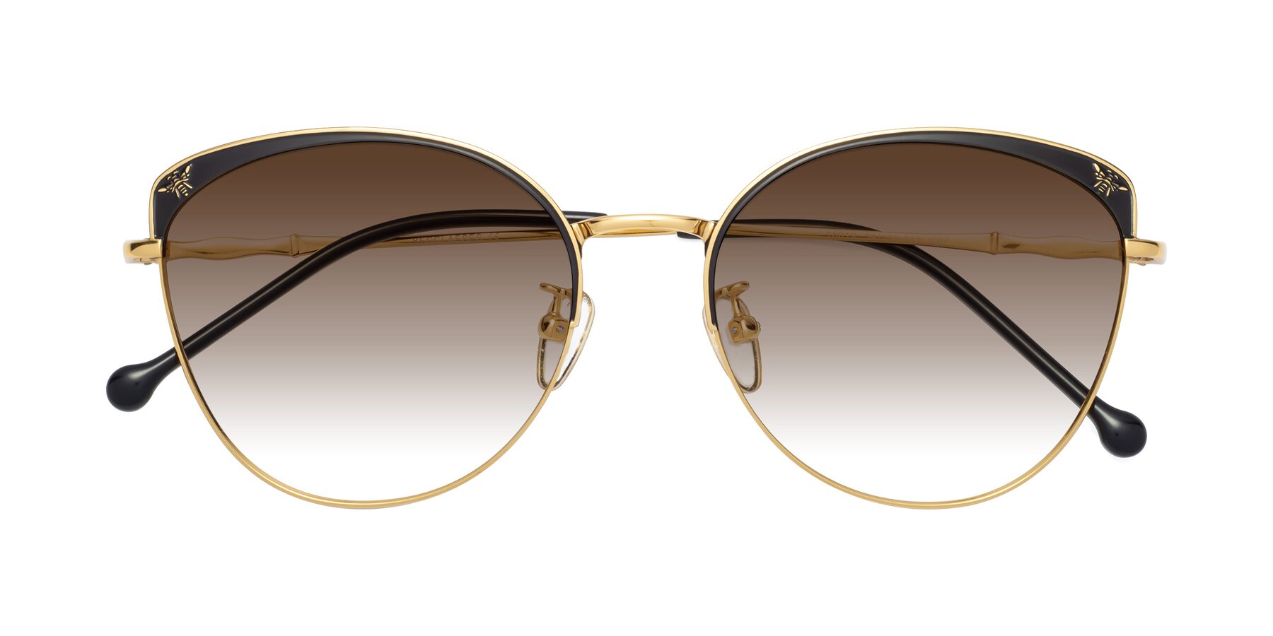 Folded Front of 18019 in Black-Gold with Brown Gradient Lenses