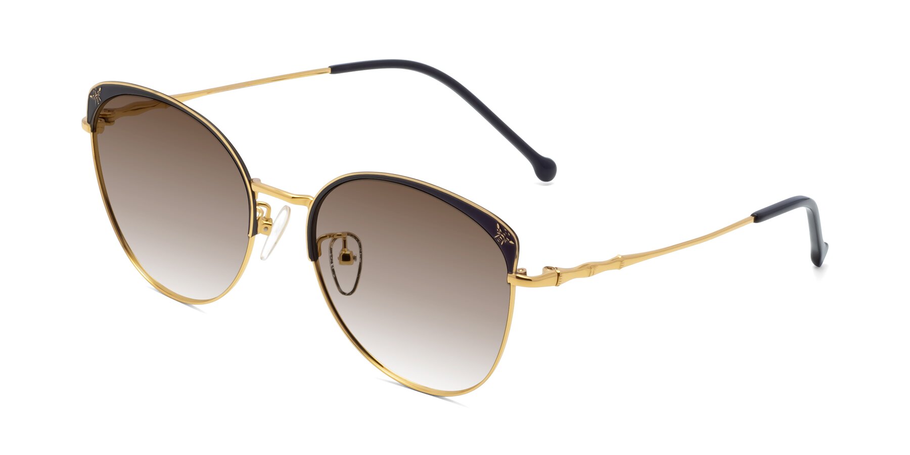 Angle of 18019 in Black-Gold with Brown Gradient Lenses