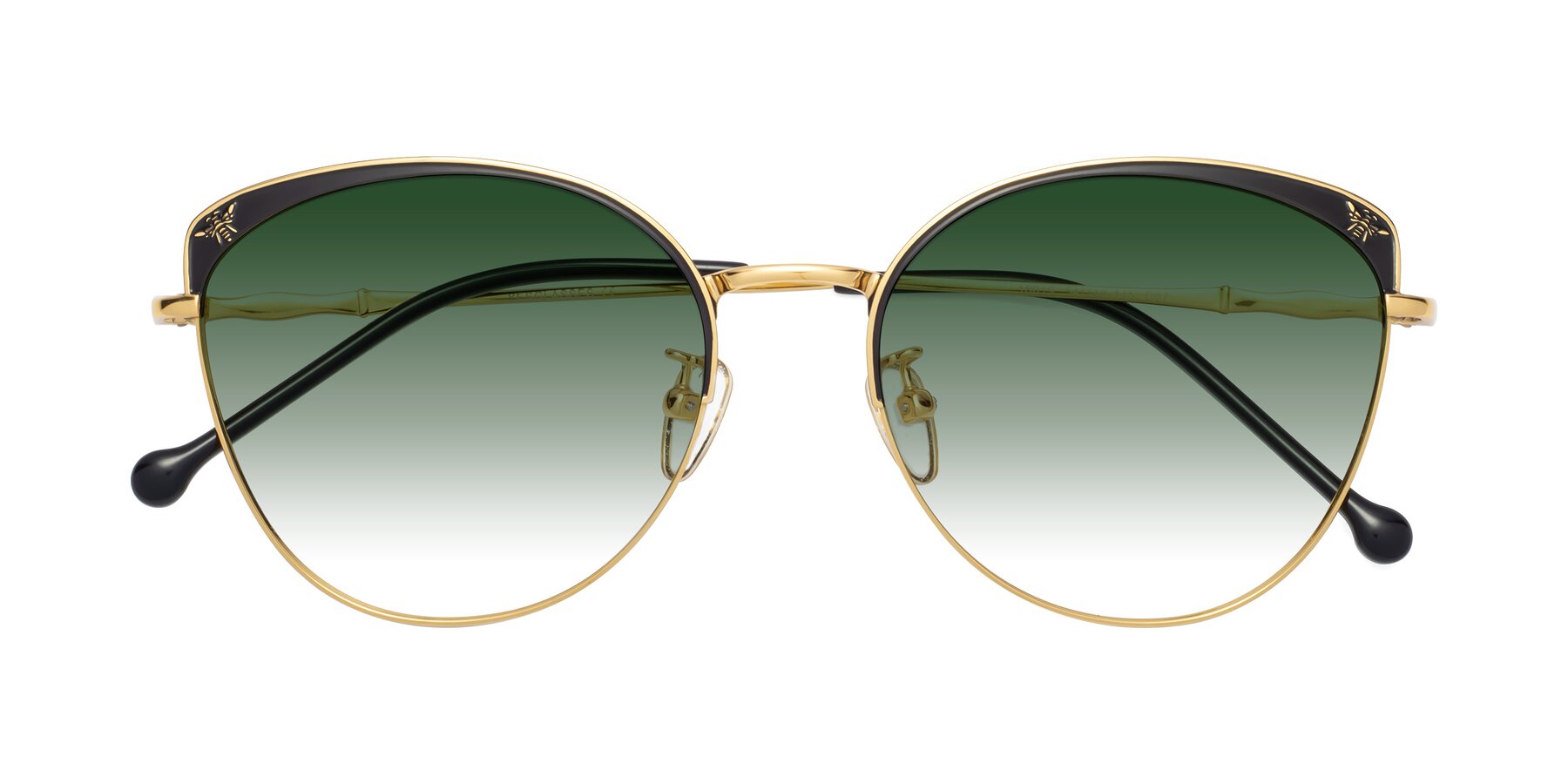 Folded Front of 18019 in Black-Gold with Green Gradient Lenses
