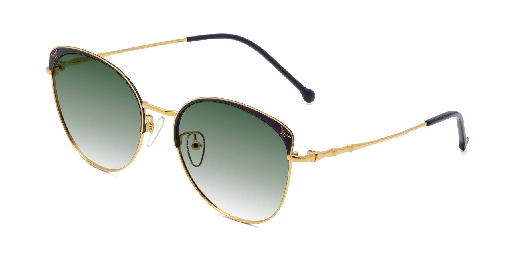 Angle of 18019 in Black-Gold with Green Gradient Lenses