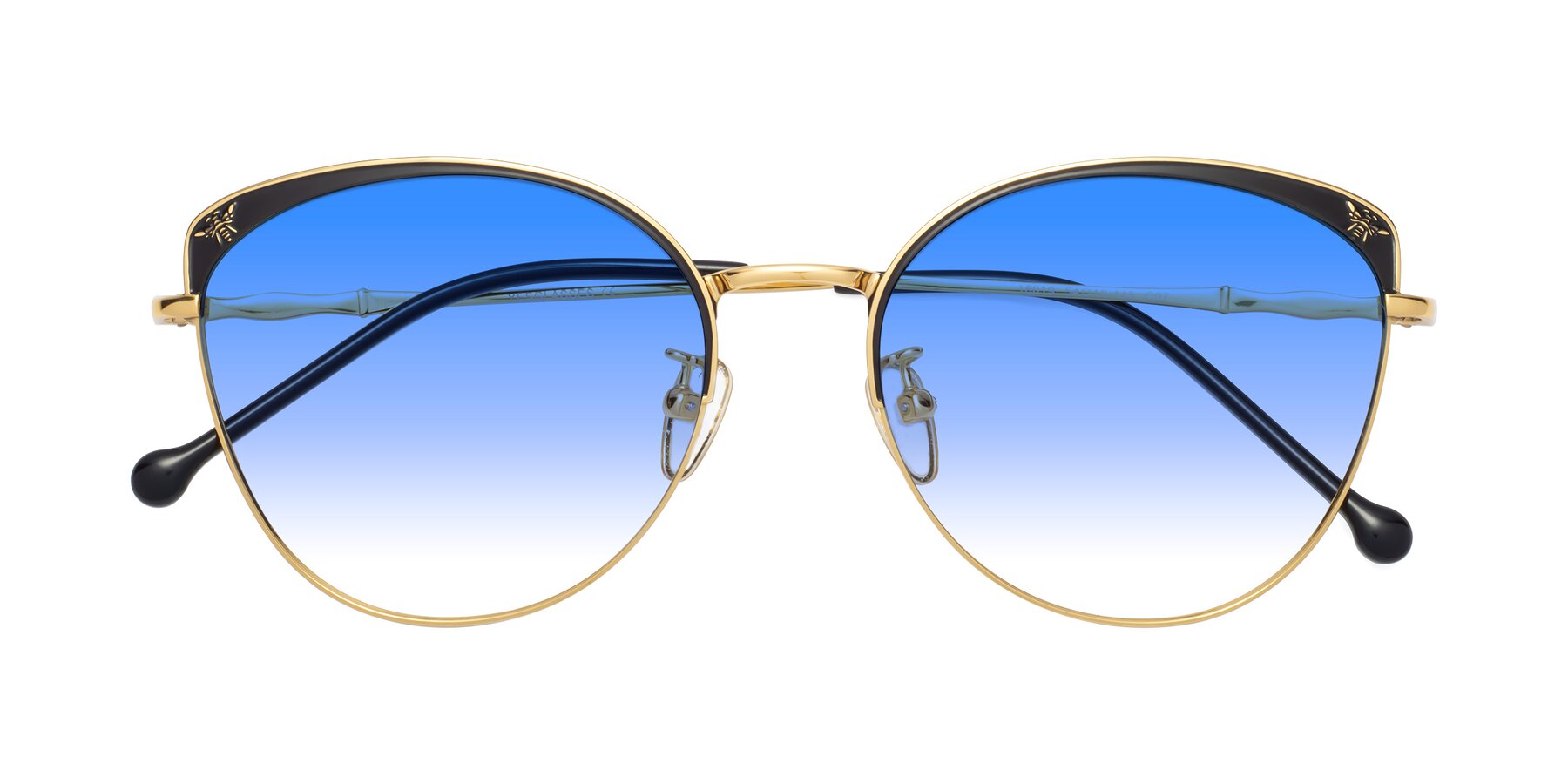 Folded Front of 18019 in Black-Gold with Blue Gradient Lenses