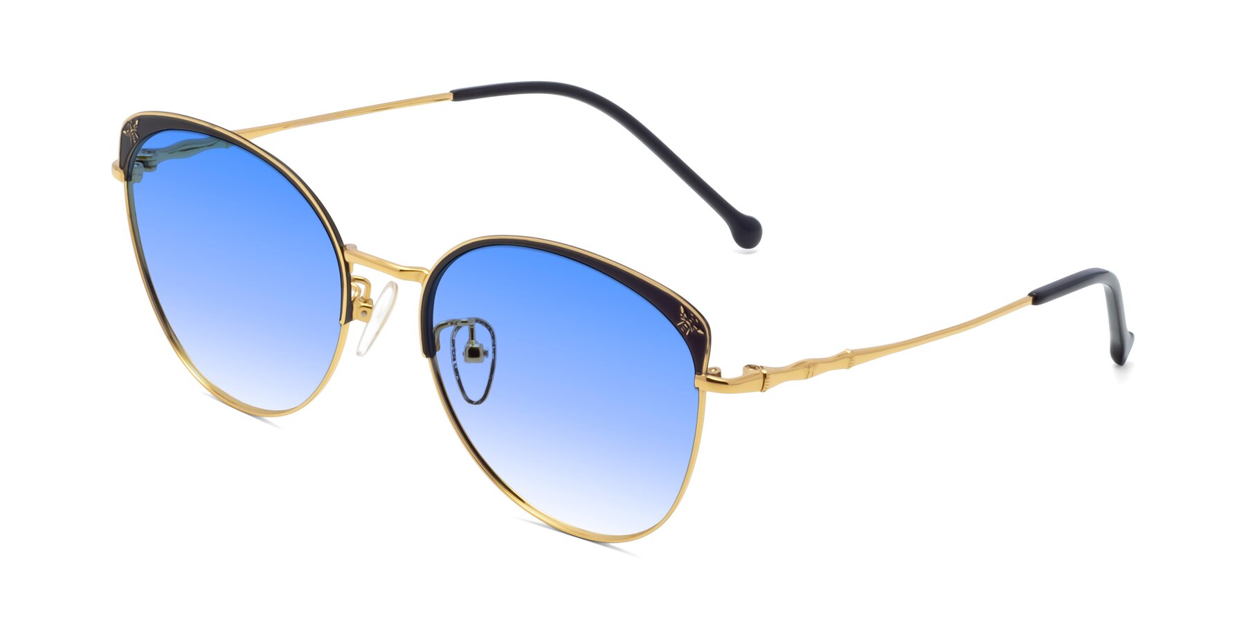 Angle of 18019 in Black-Gold with Blue Gradient Lenses