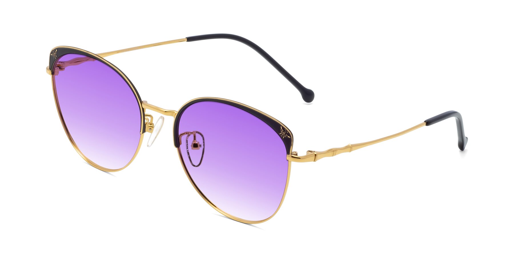 Angle of 18019 in Black-Gold with Purple Gradient Lenses