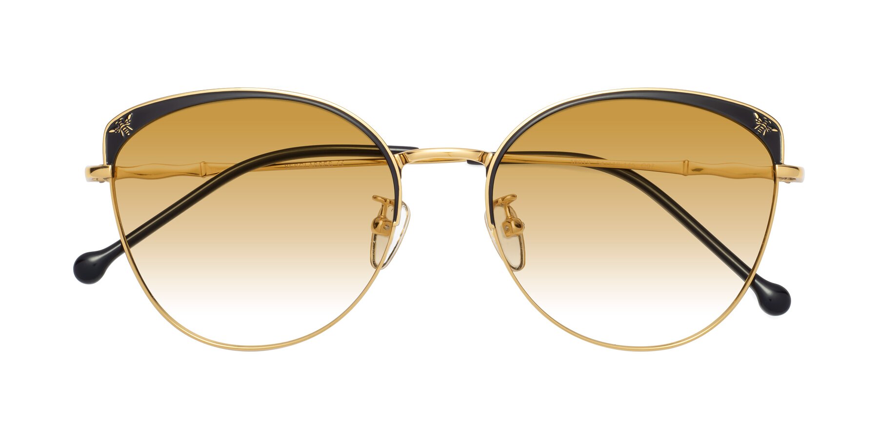Folded Front of 18019 in Black-Gold with Champagne Gradient Lenses
