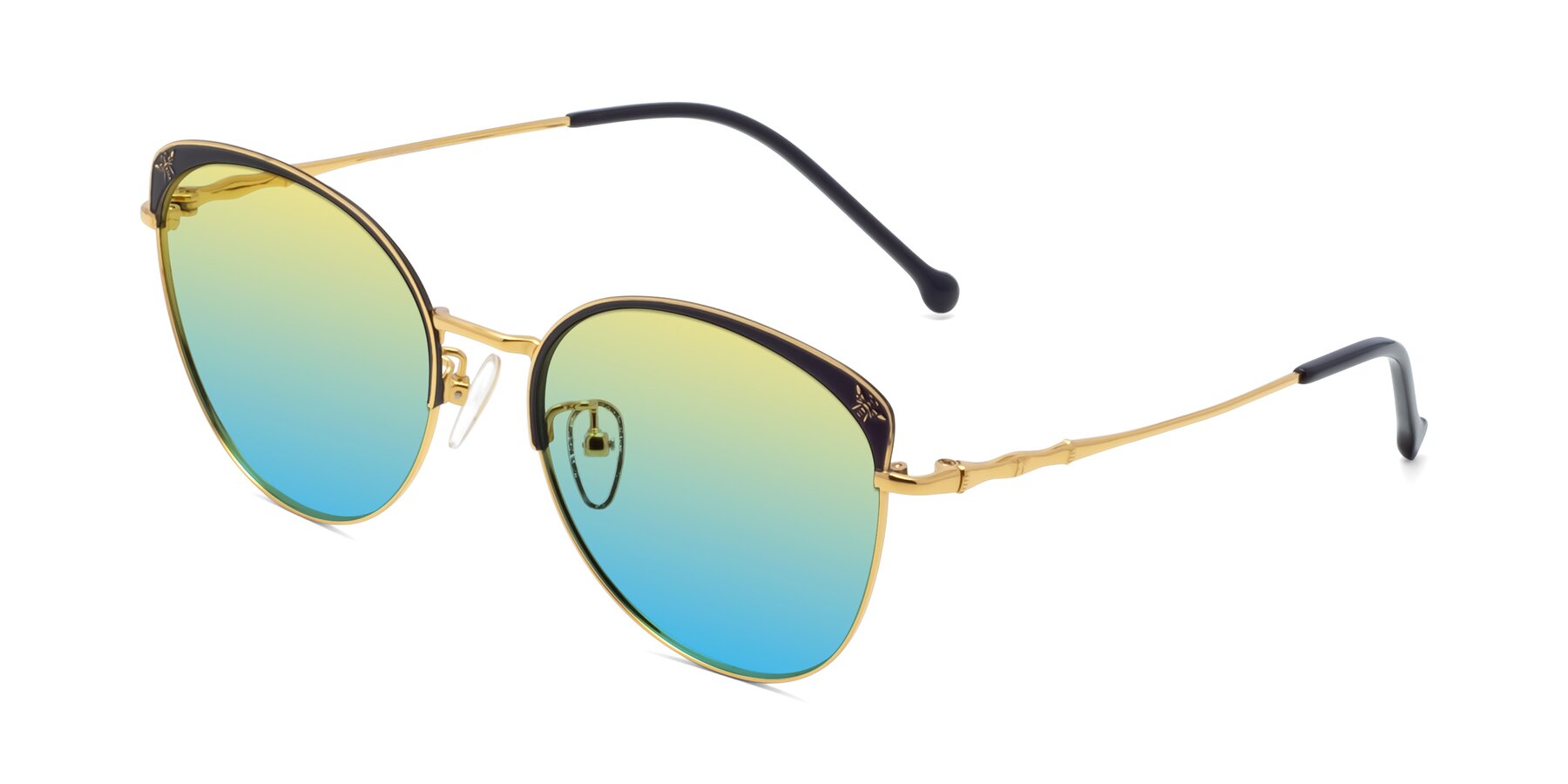 Angle of 18019 in Black-Gold with Yellow / Blue Gradient Lenses