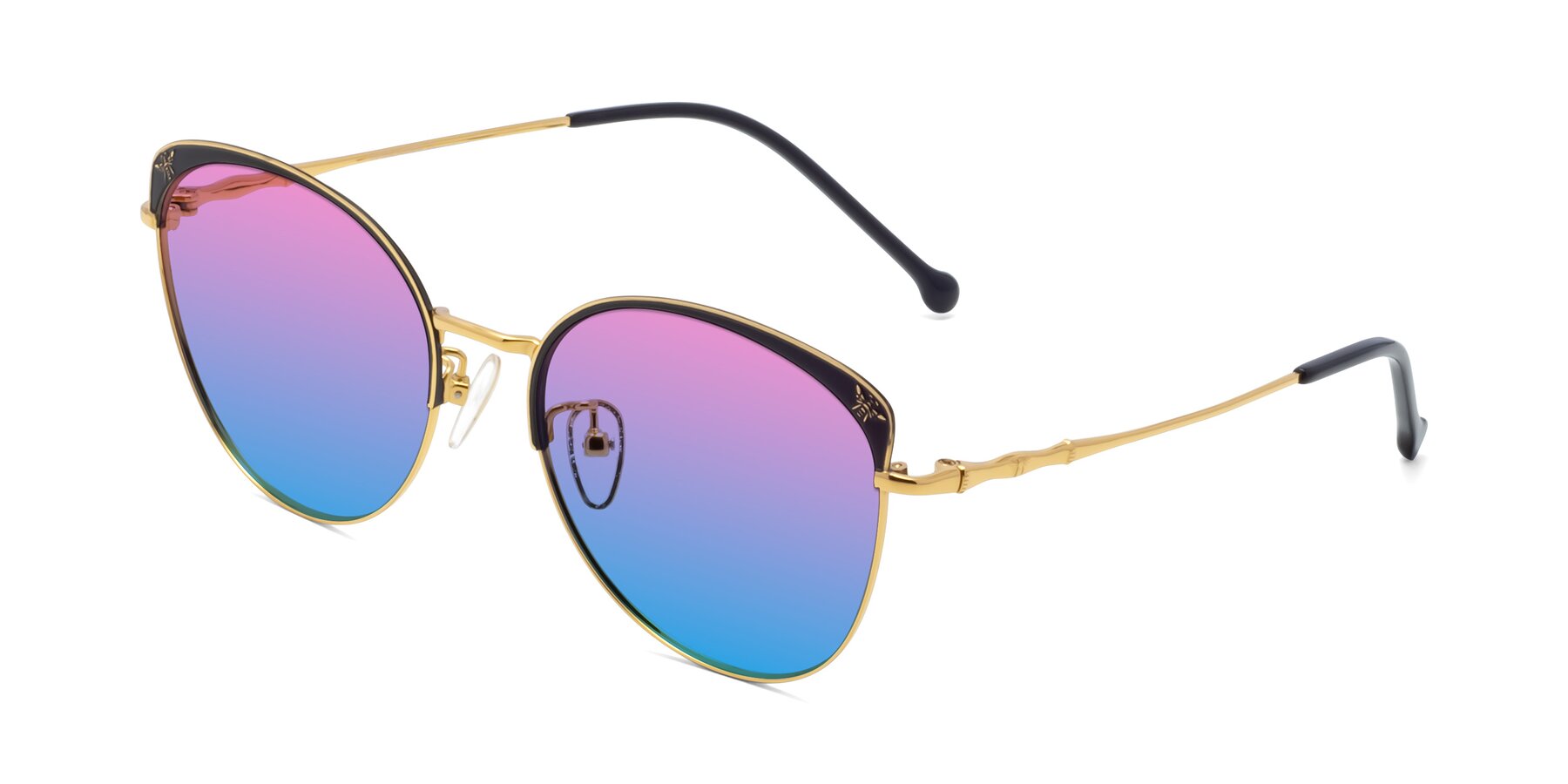 Angle of 18019 in Black-Gold with Pink / Blue Gradient Lenses