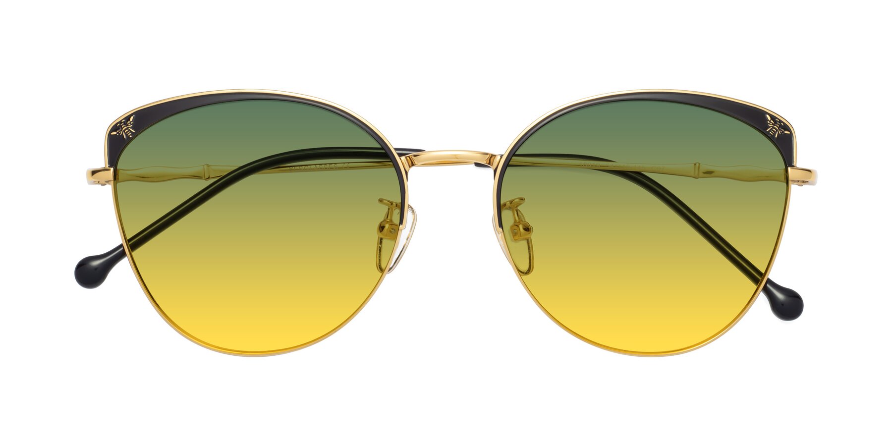 Folded Front of 18019 in Black-Gold with Green / Yellow Gradient Lenses