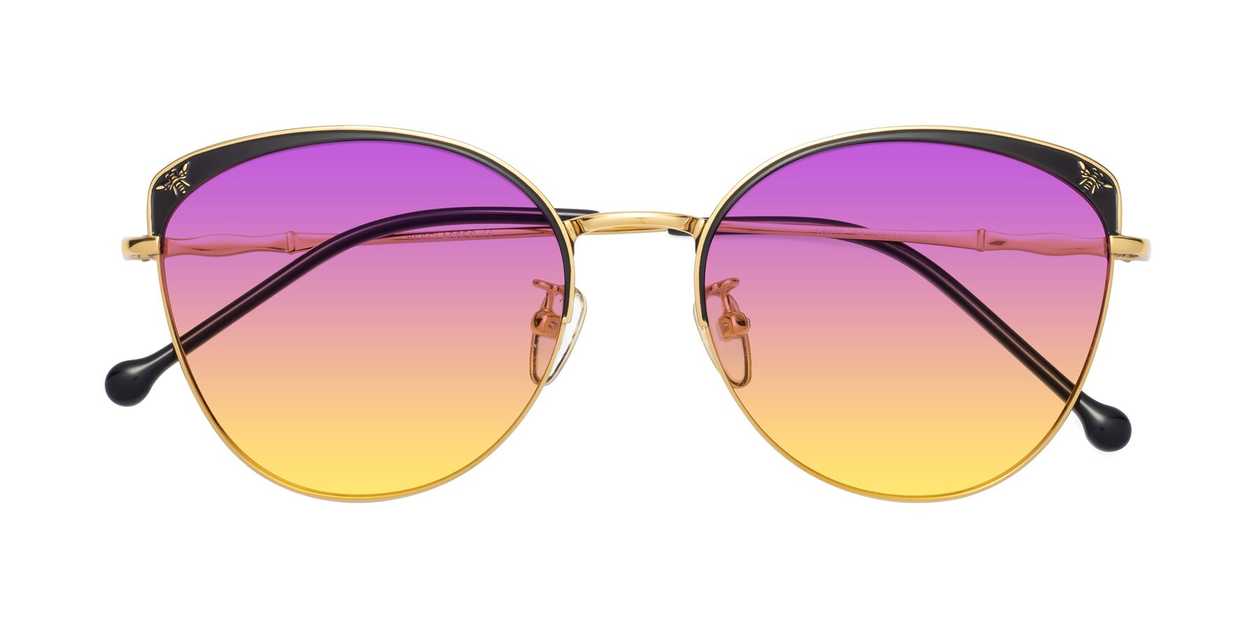 Folded Front of 18019 in Black-Gold with Purple / Yellow Gradient Lenses