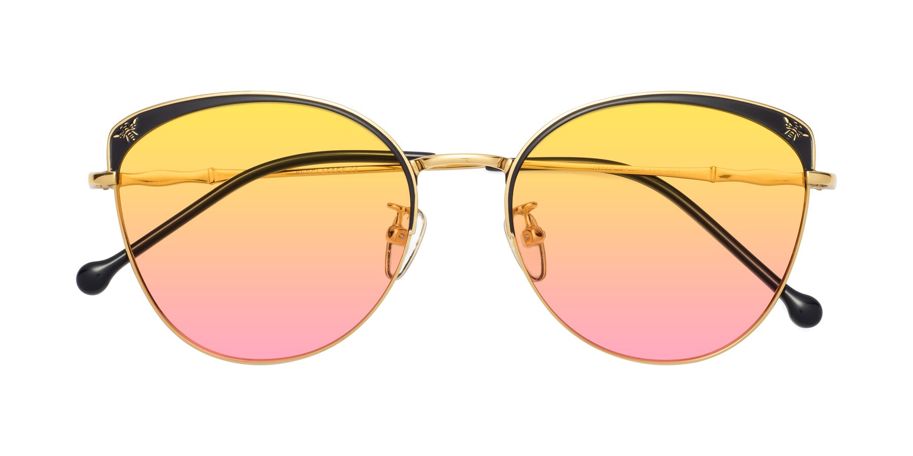 Folded Front of 18019 in Black-Gold with Yellow / Pink Gradient Lenses