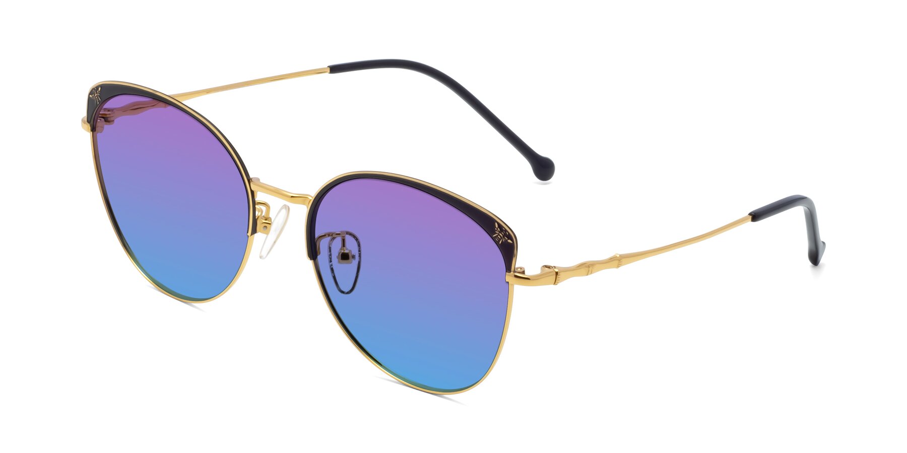 Angle of 18019 in Black-Gold with Purple / Blue Gradient Lenses