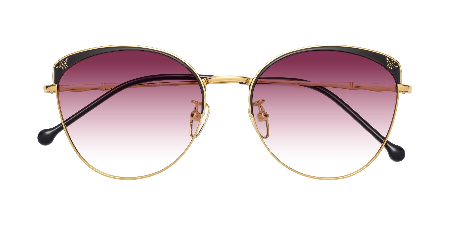 Folded Front of 18019 in Black-Gold with Wine Gradient Lenses