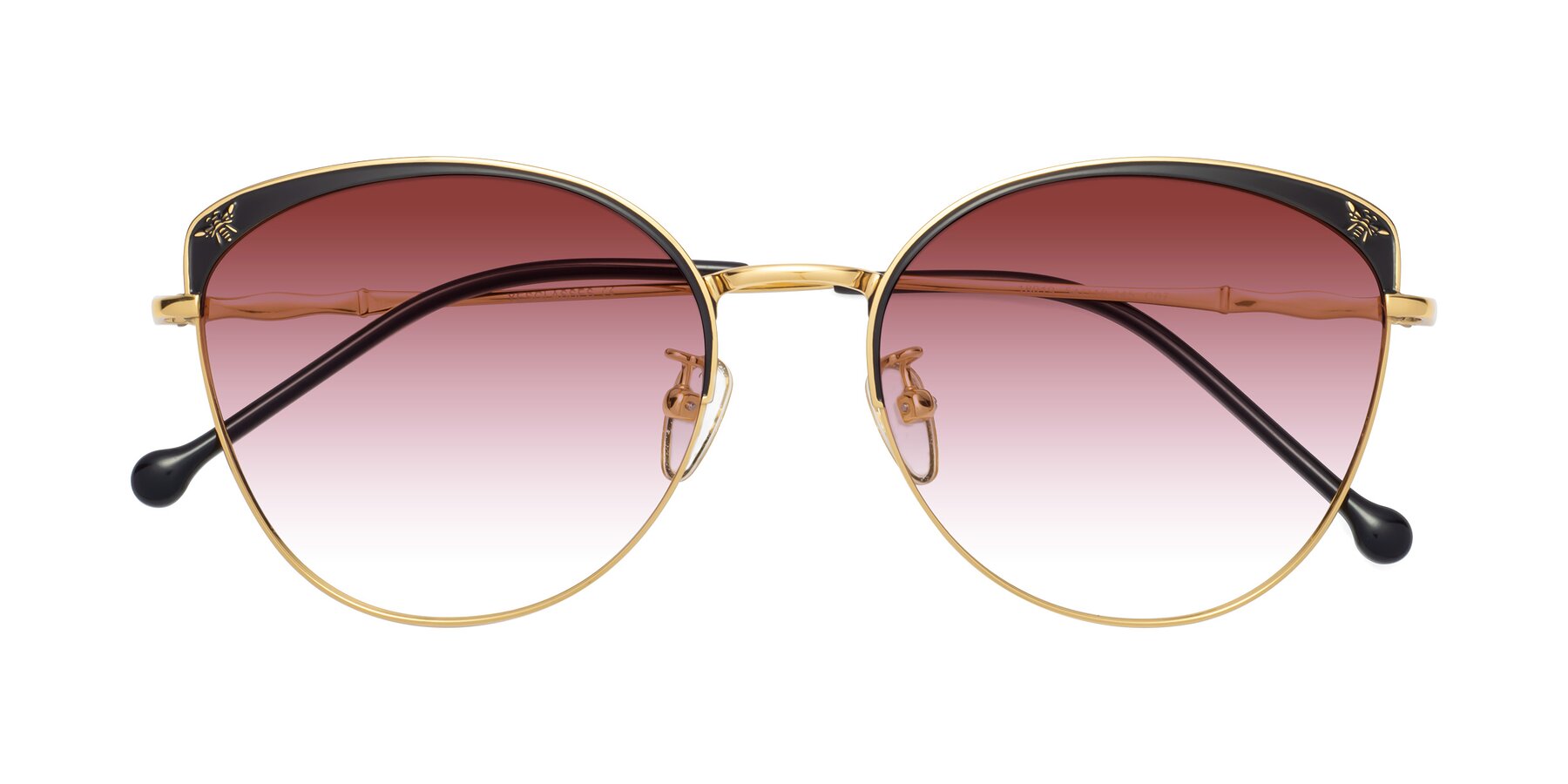 Folded Front of 18019 in Black-Gold with Garnet Gradient Lenses