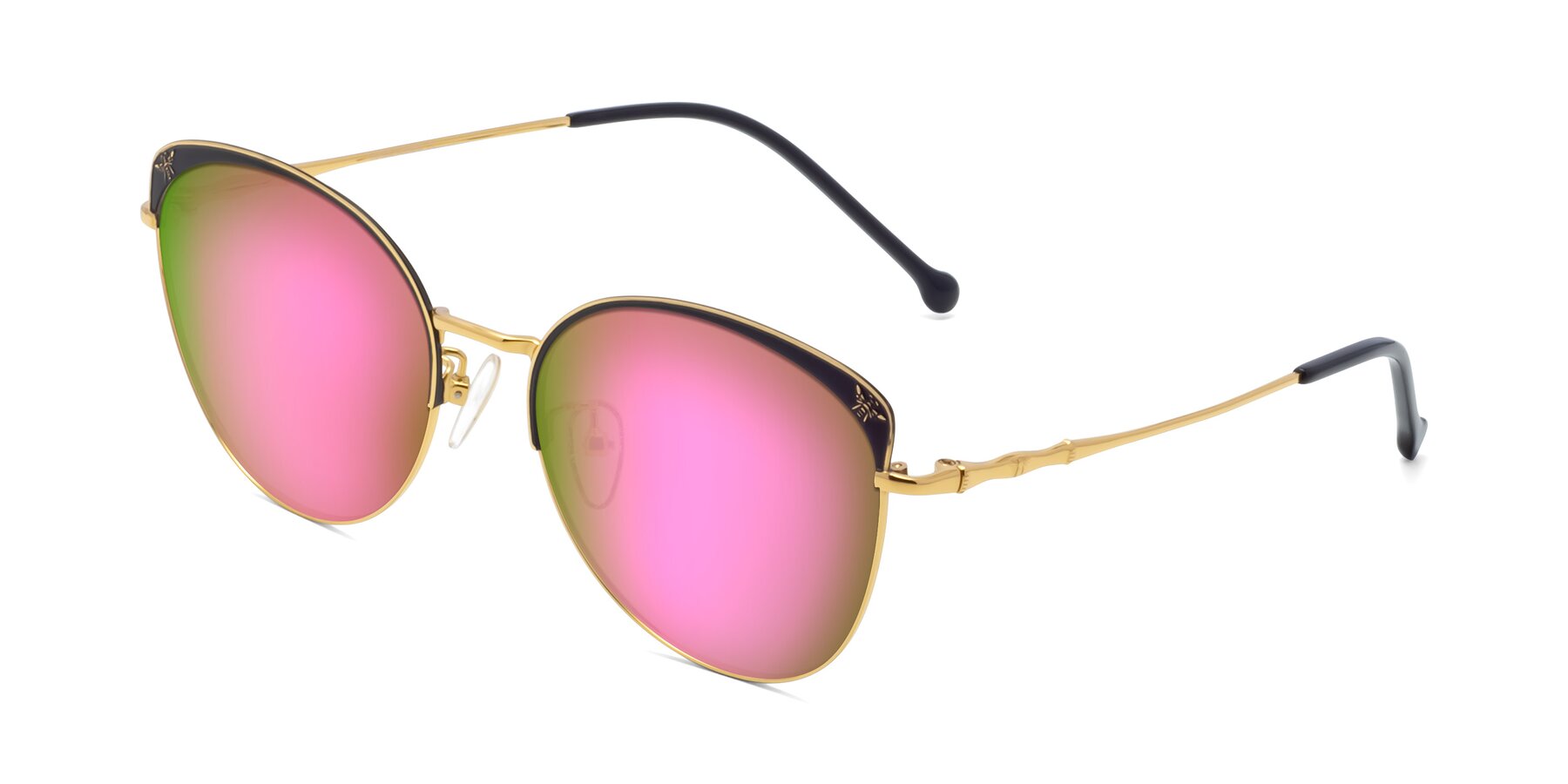 Angle of 18019 in Black-Gold with Pink Mirrored Lenses